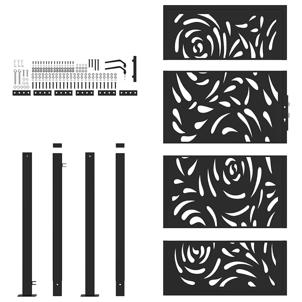 Gartentor Schwarz 100x100 cm Stahl Lichtdesign