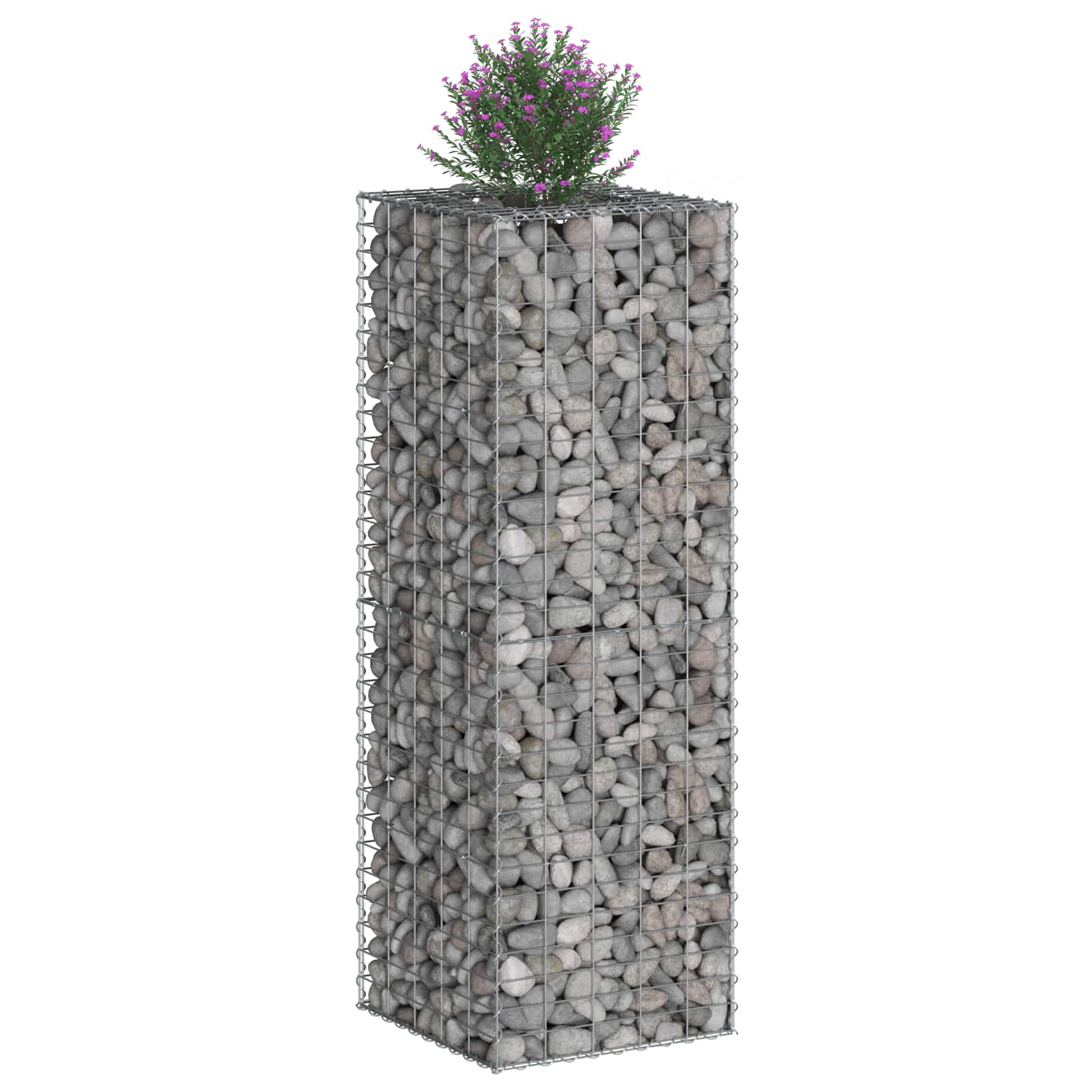Gabionen Hochbeet 2 pcs Silber 260 x 60 x 55 cm