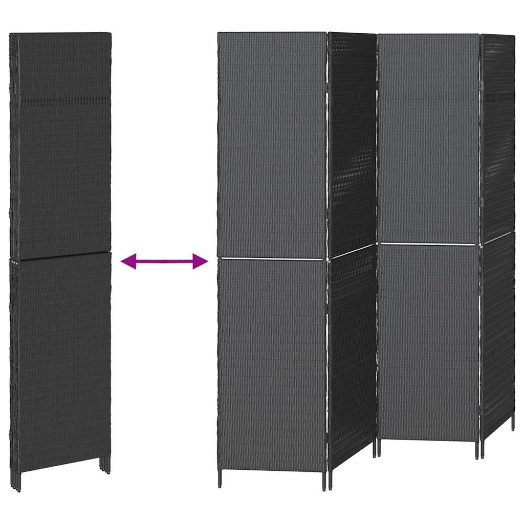 Raumteiler Schwarz 146 x 180 cm Poly-Rattan