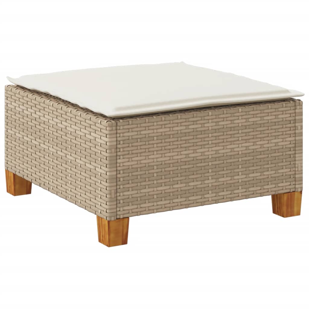 Gartenhocker mit Kissen Schwarz 63,5x56x32 cm Poly Rattan