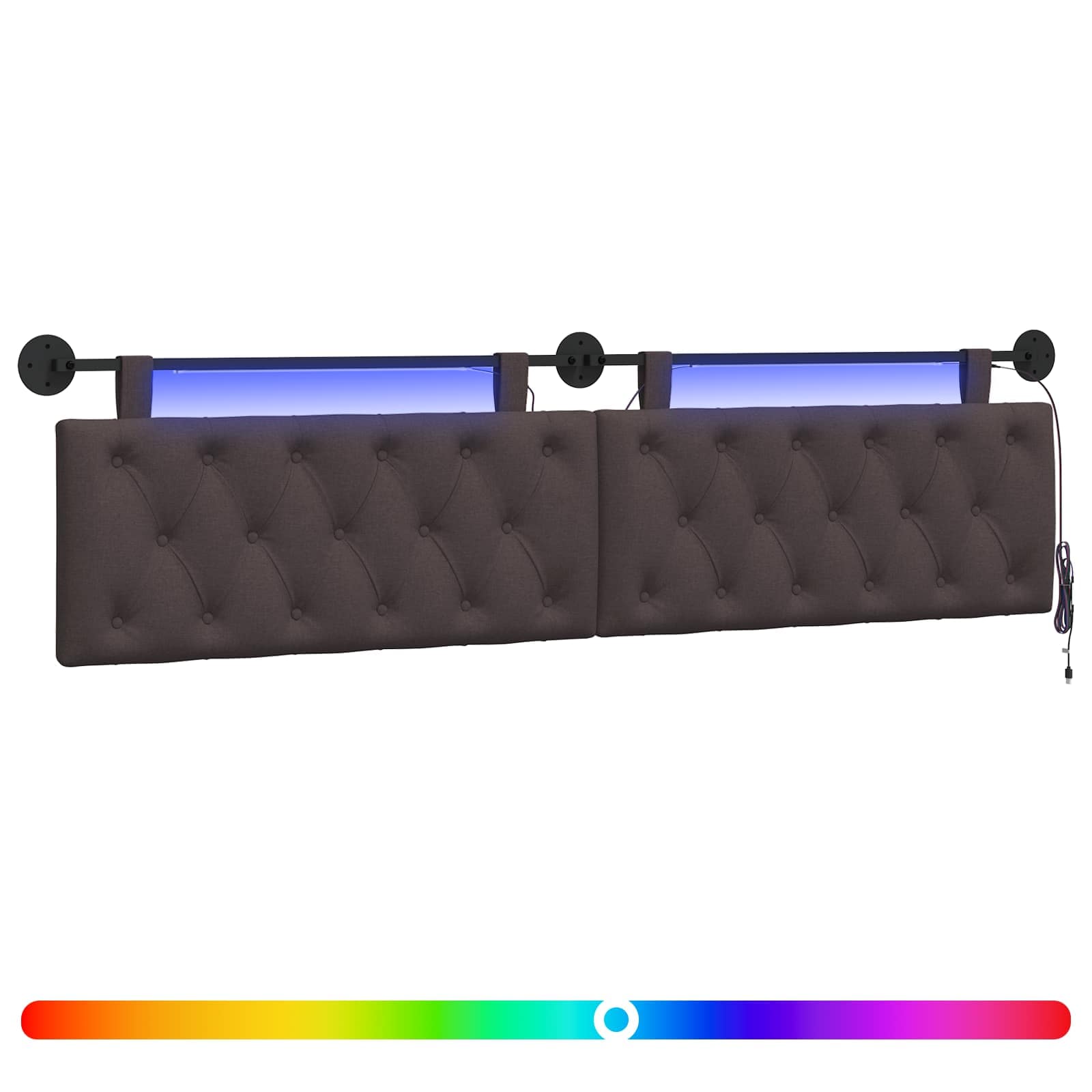 Hängendes Kopfteil Mit LED Licht Wolkengrau Stoff