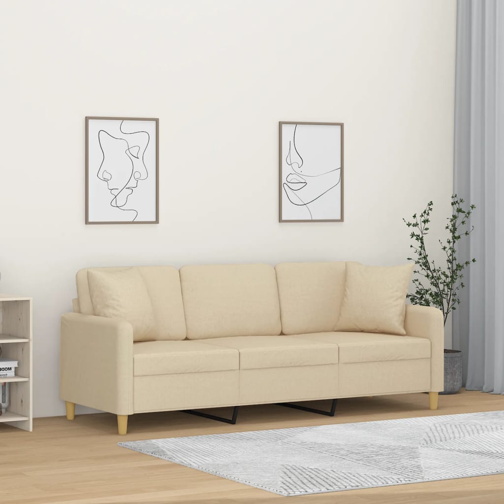 2-Sitzer-Sofa mit Zierkissen Braun 120 cm Stoff