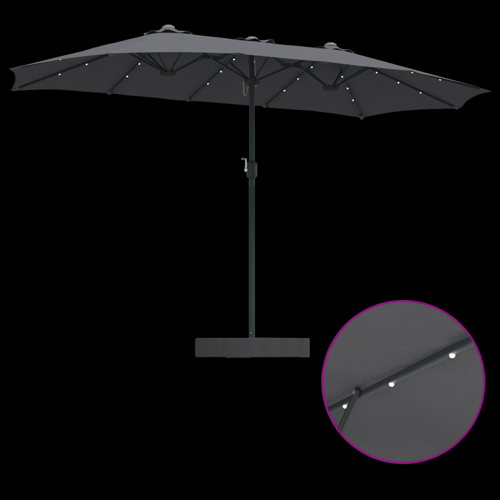 Garten-Sonnenschirm Sand und Anthrazit 385 x 209 x 244 cm