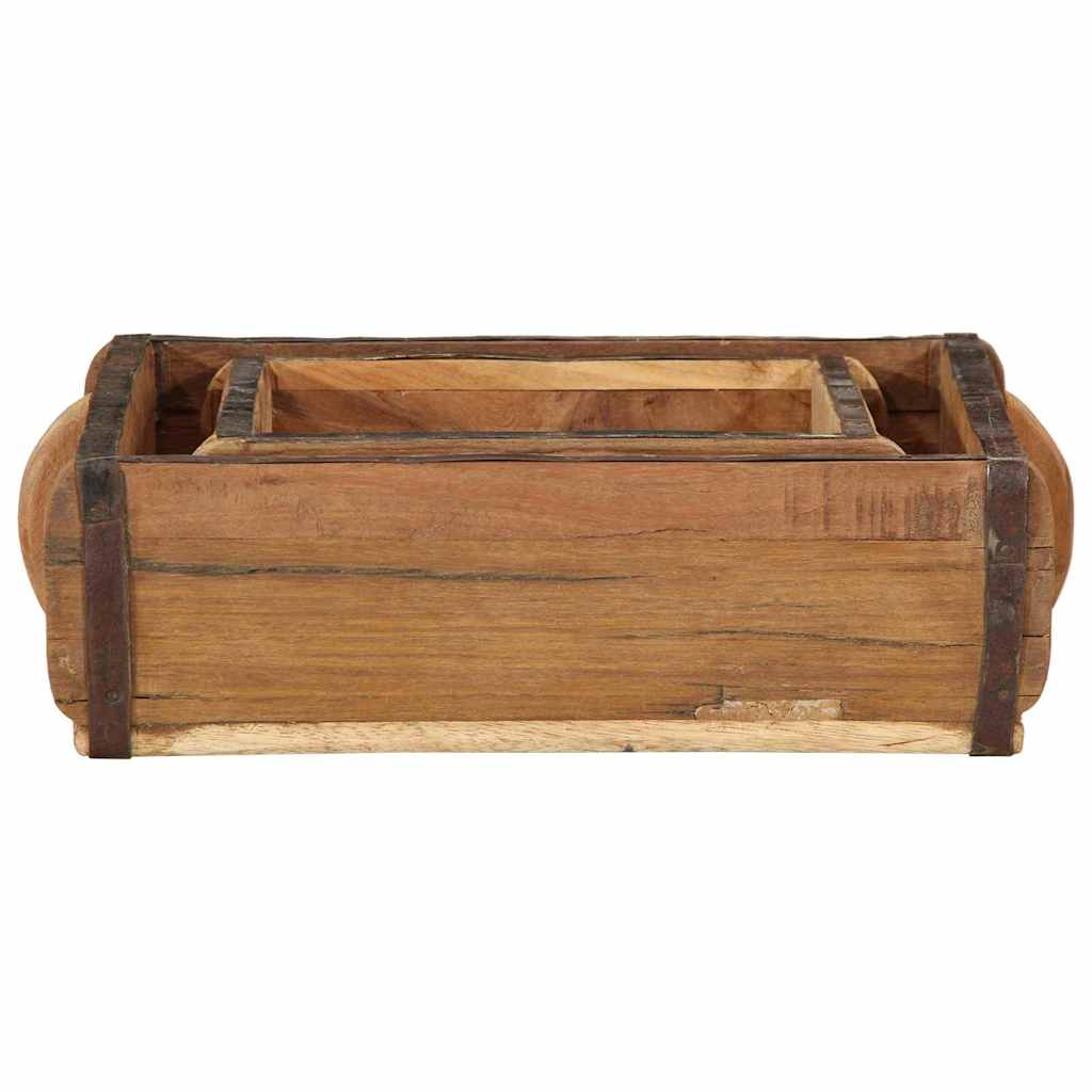 Tablett Braun 30 x 15 x 9 cm Massives upgecyceltes Holz