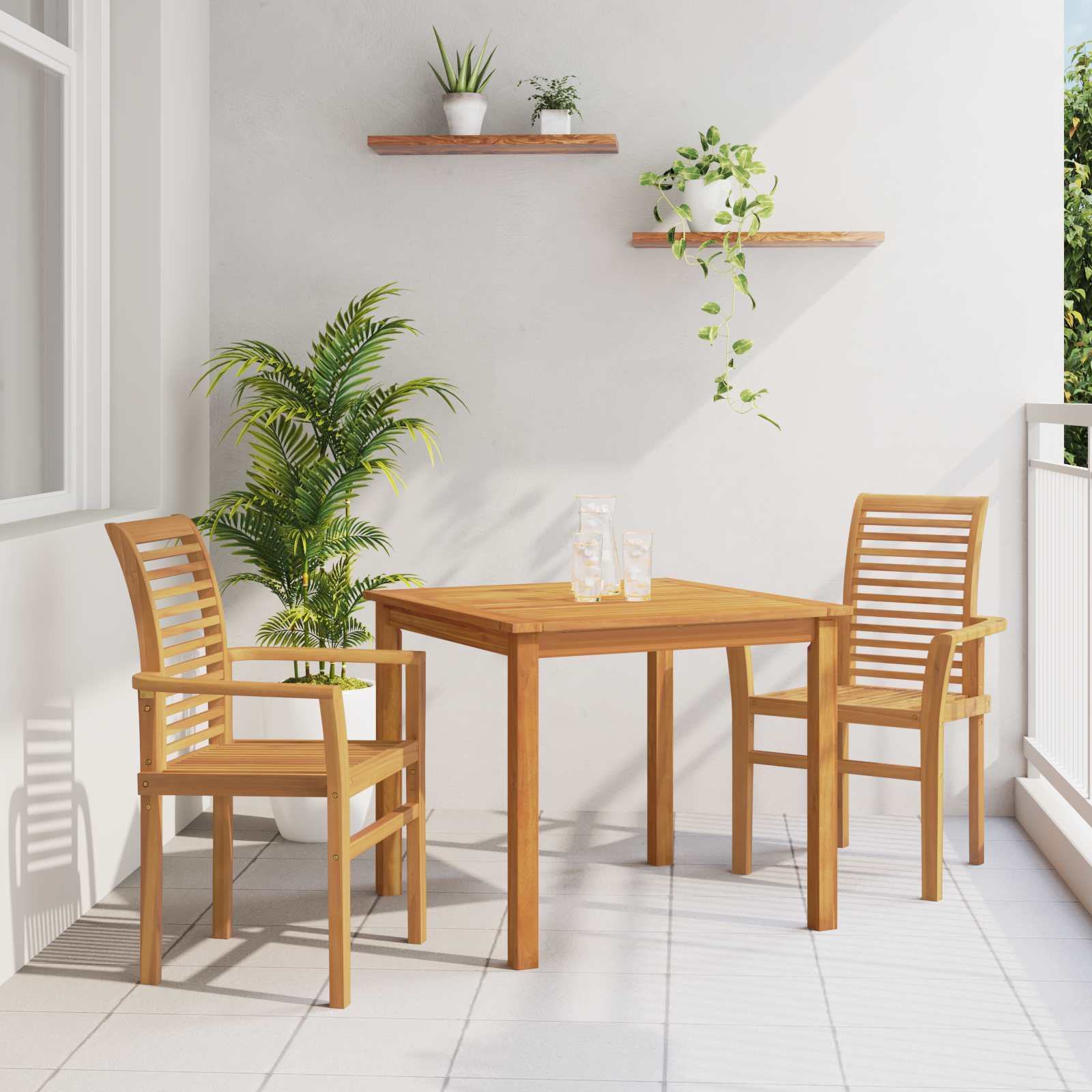 Essstühle 6 Stk. Stapelbar Massivholz Teak