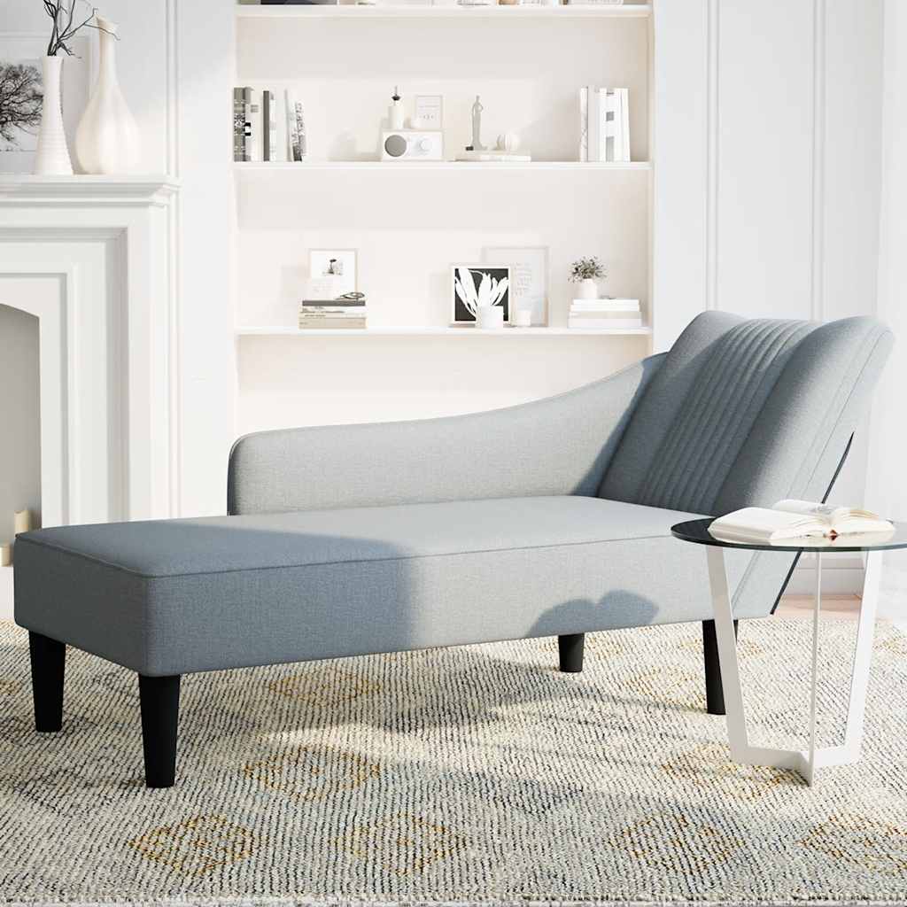 Chaiselongue mit Rechter Armlehne Hellgrau Stoff