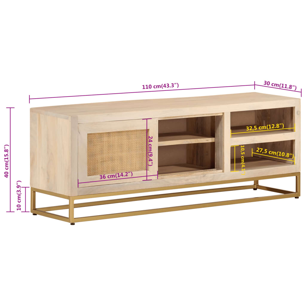 Nachttisch 40x30x50 cm Massivholz Mango und Eisen