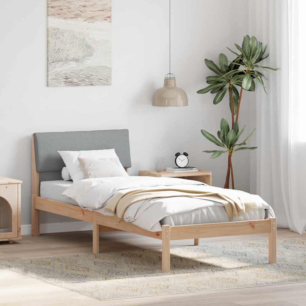 Bettgestell Braun und hellgrau 200 x 200 cm Massivholz Kiefer