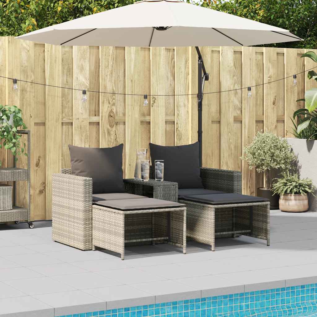 5-tlg. Garten-Sofagarnitur Kissen Stapelbar Schwarz Poly Rattan