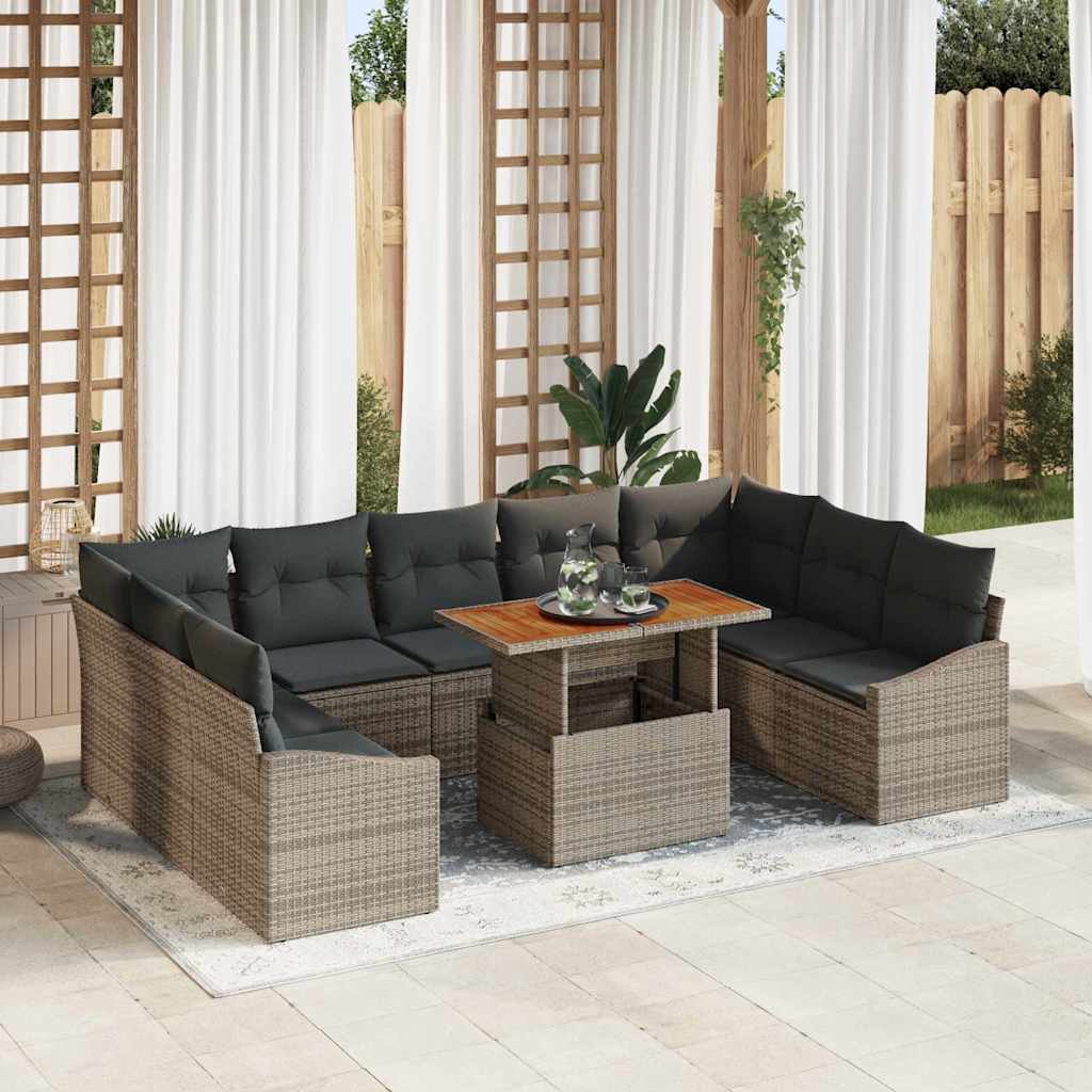 Garten Essgruppe mit Kissen 10 pcs Schwarz und Creme