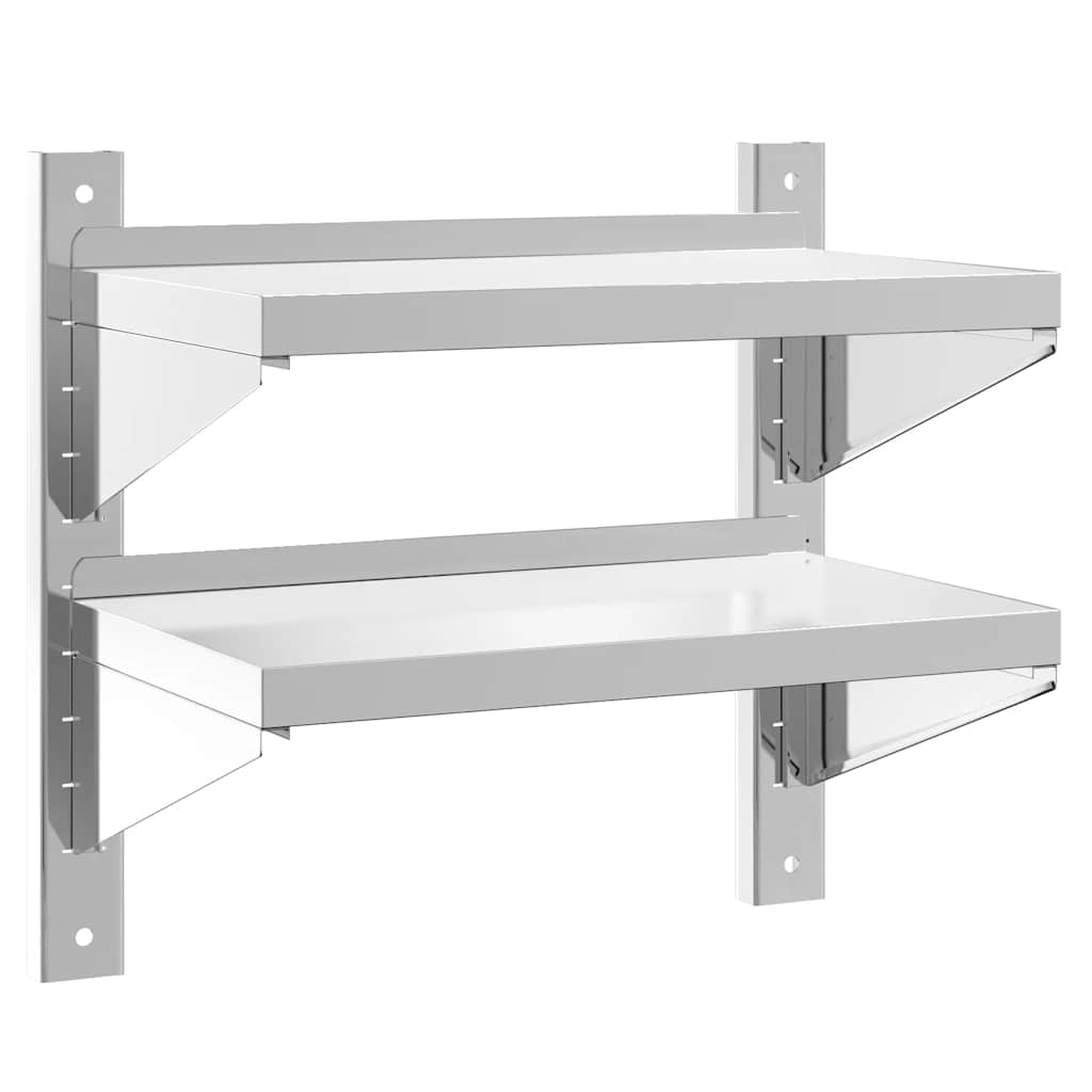 Wandregal mit 2 Böden 100x40x60 cm Silbern Edelstahl