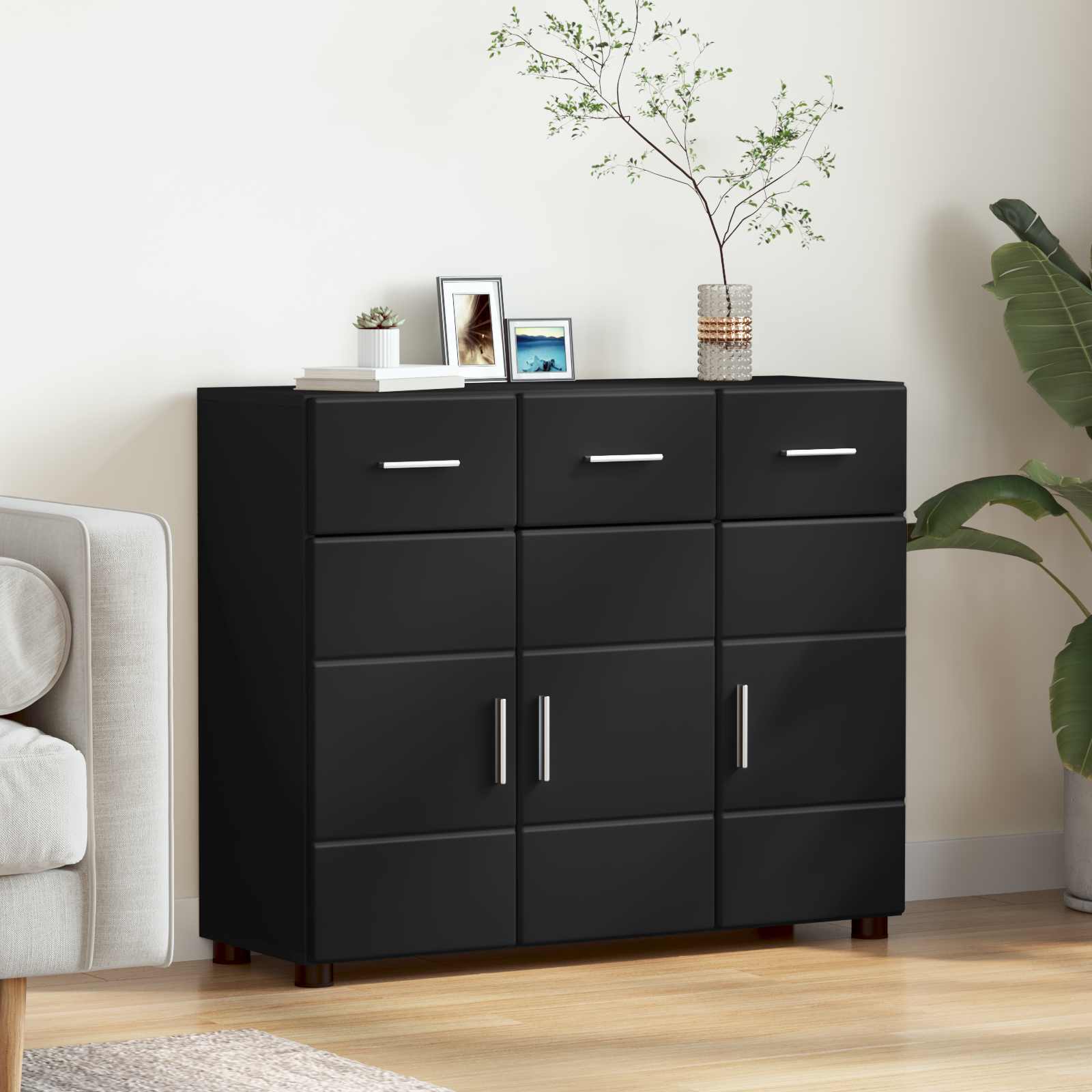Highboard mit Regal FLORIN Weiß 60 x 35 x 182 cm Holzwerkstoff