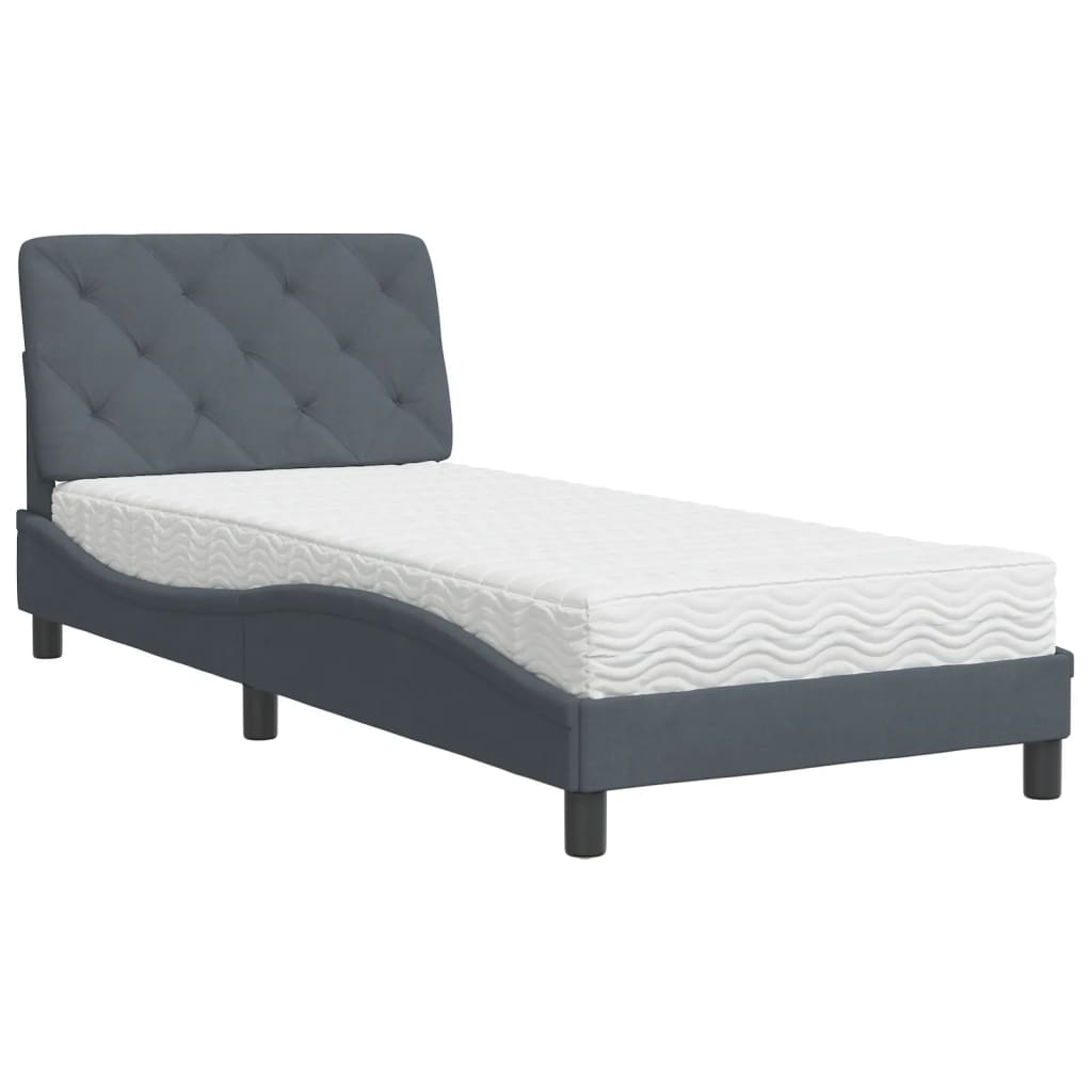 Bett mit Matratze Hellgrau 80x200 cm Samt