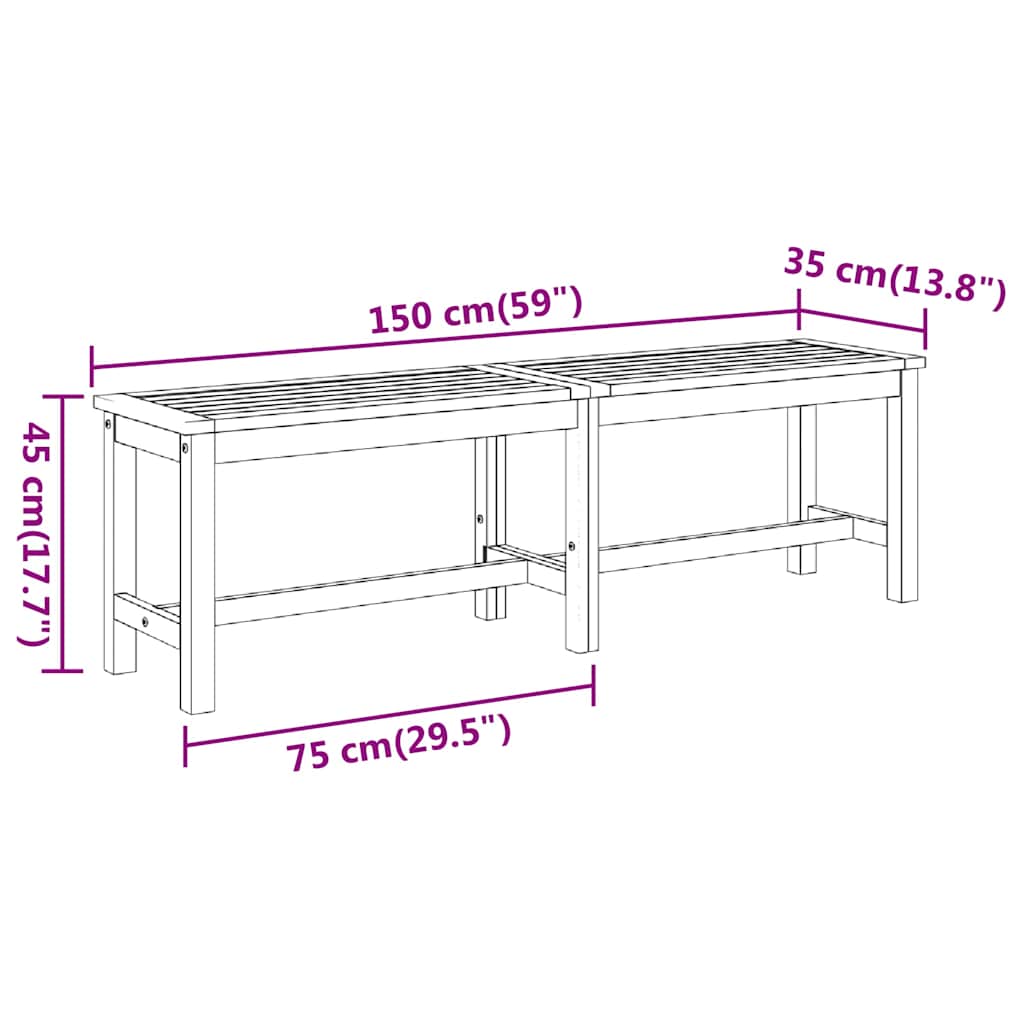 Gartenbank 110x35x45 cm Massivholz Akazie