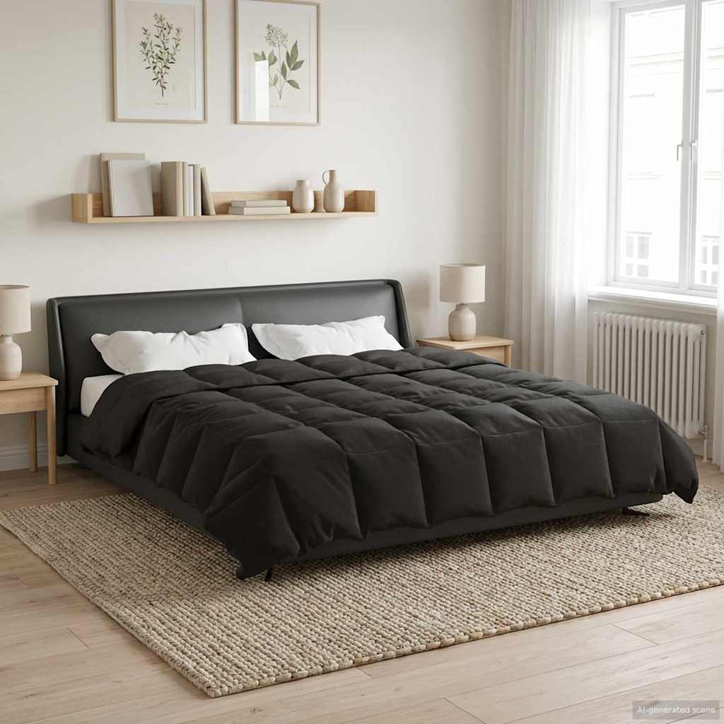Winterbettdecke Gepolstert Anthrazit 240 x 260 cm Mikrofaser