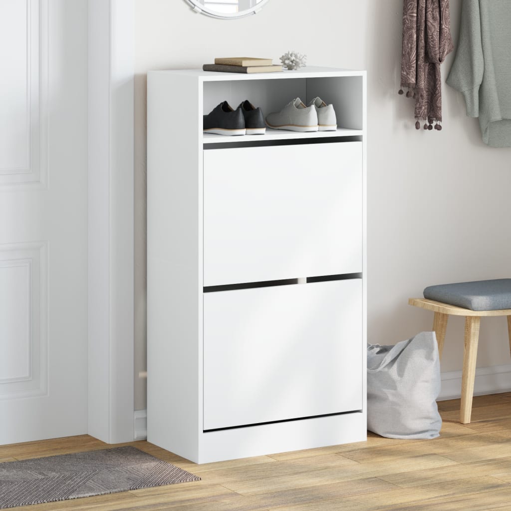 Schuhschrank mit 2 Klappen Weiß 80x34x116 cm