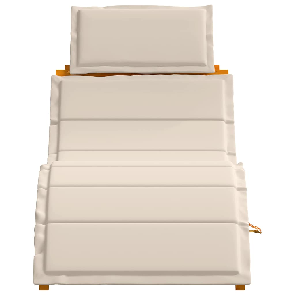 Sonnenliege mit Auflage Beige Massivholz Akazie