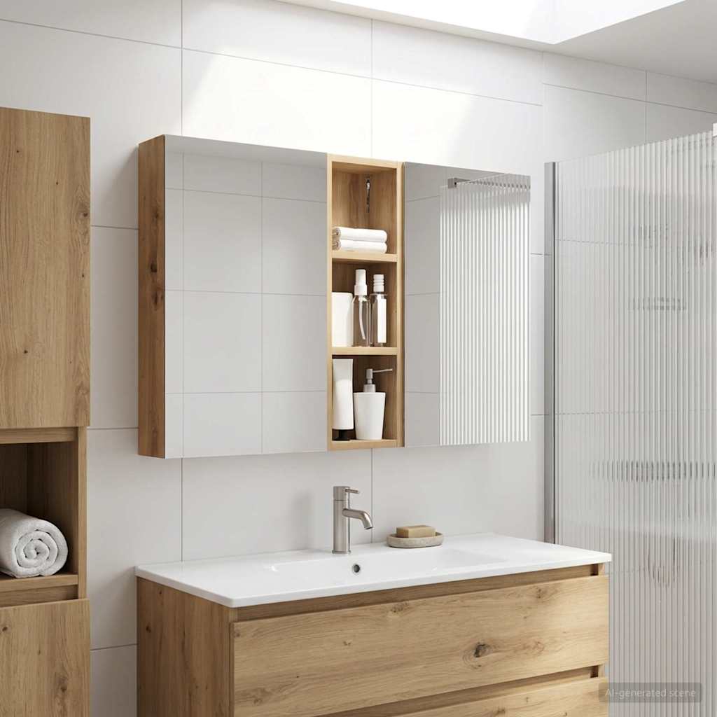Badezimmerschrank-Set 3 pcs 80 x 10,5 x 50 cm Holzwerkstoff