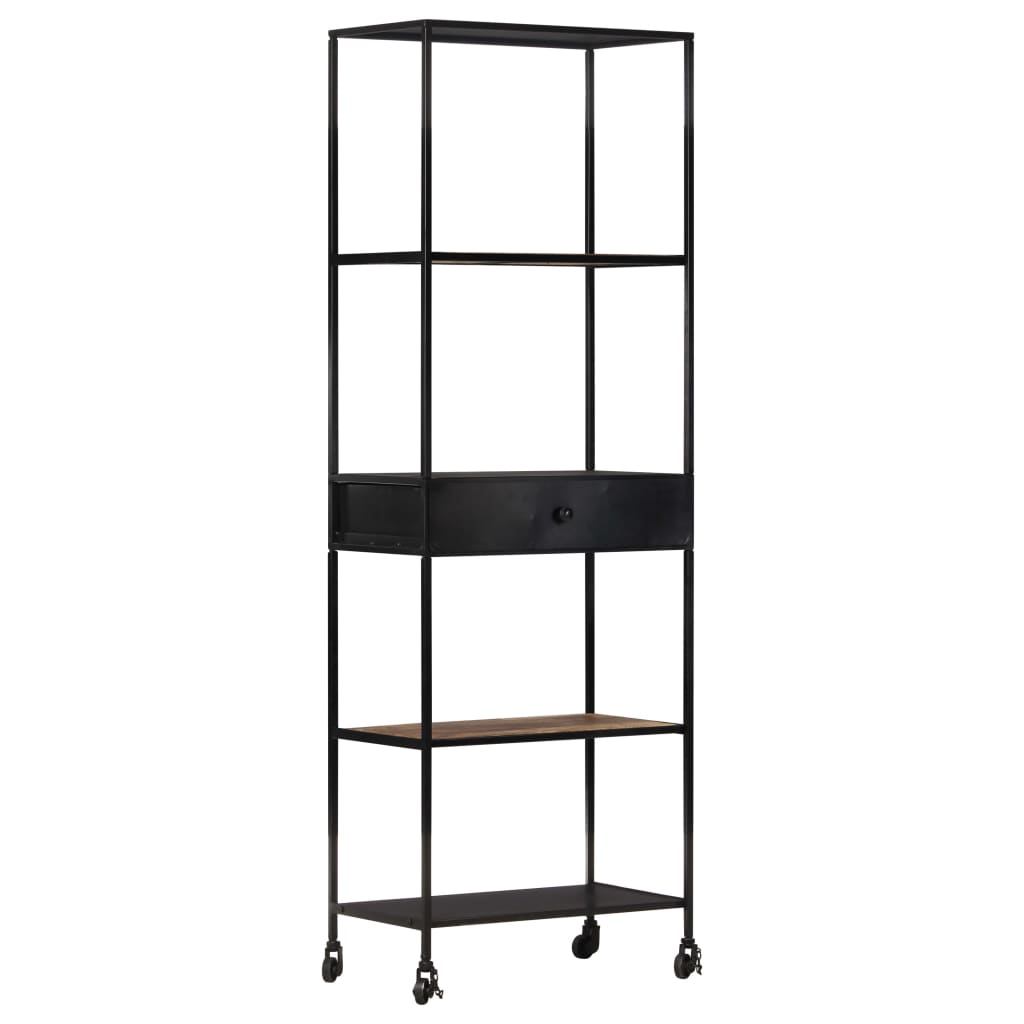 Bücherregal 80x35x180 cm Raues Mangoholz & Eisen