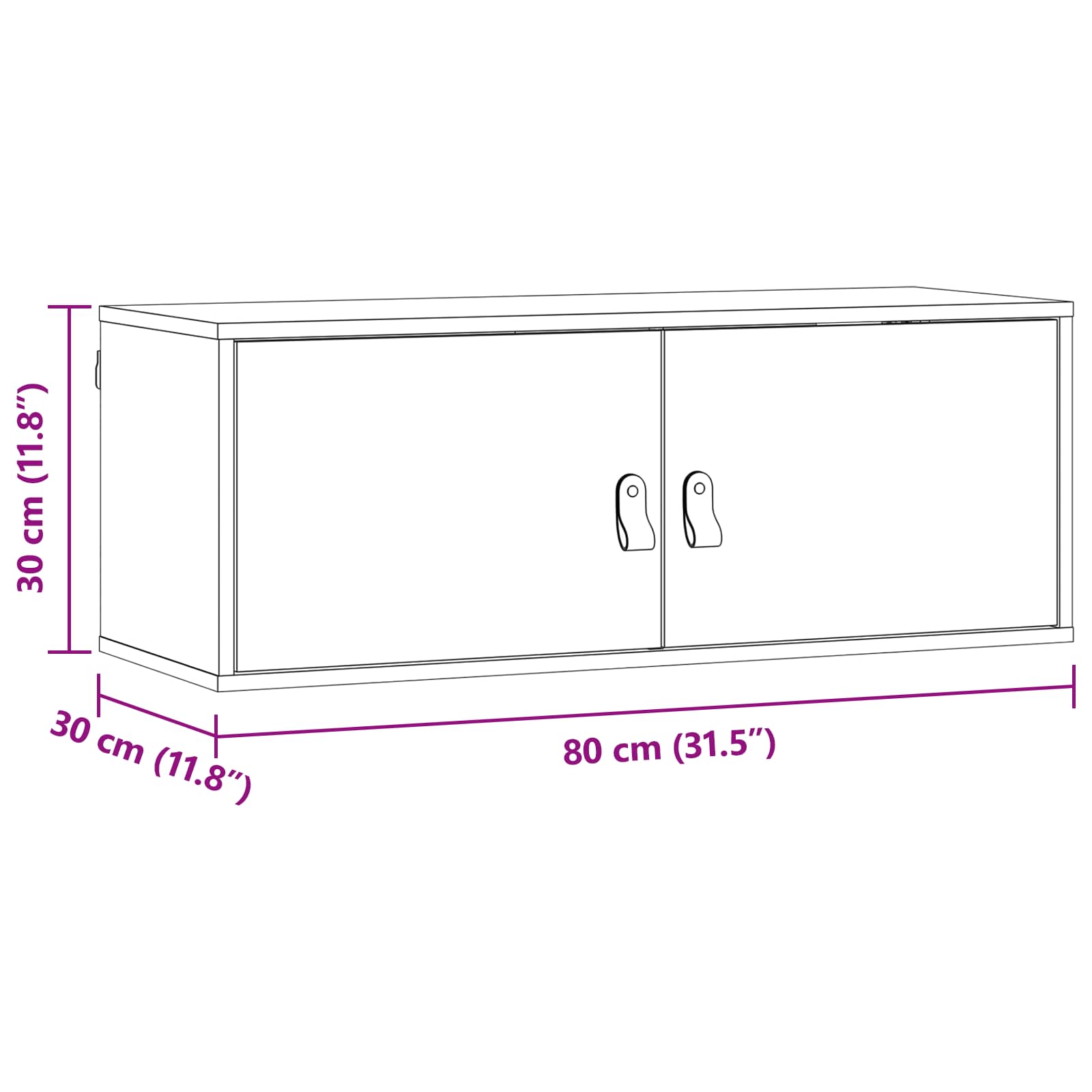 Wandschrank 80x30x30 cm Massivholz Kiefer