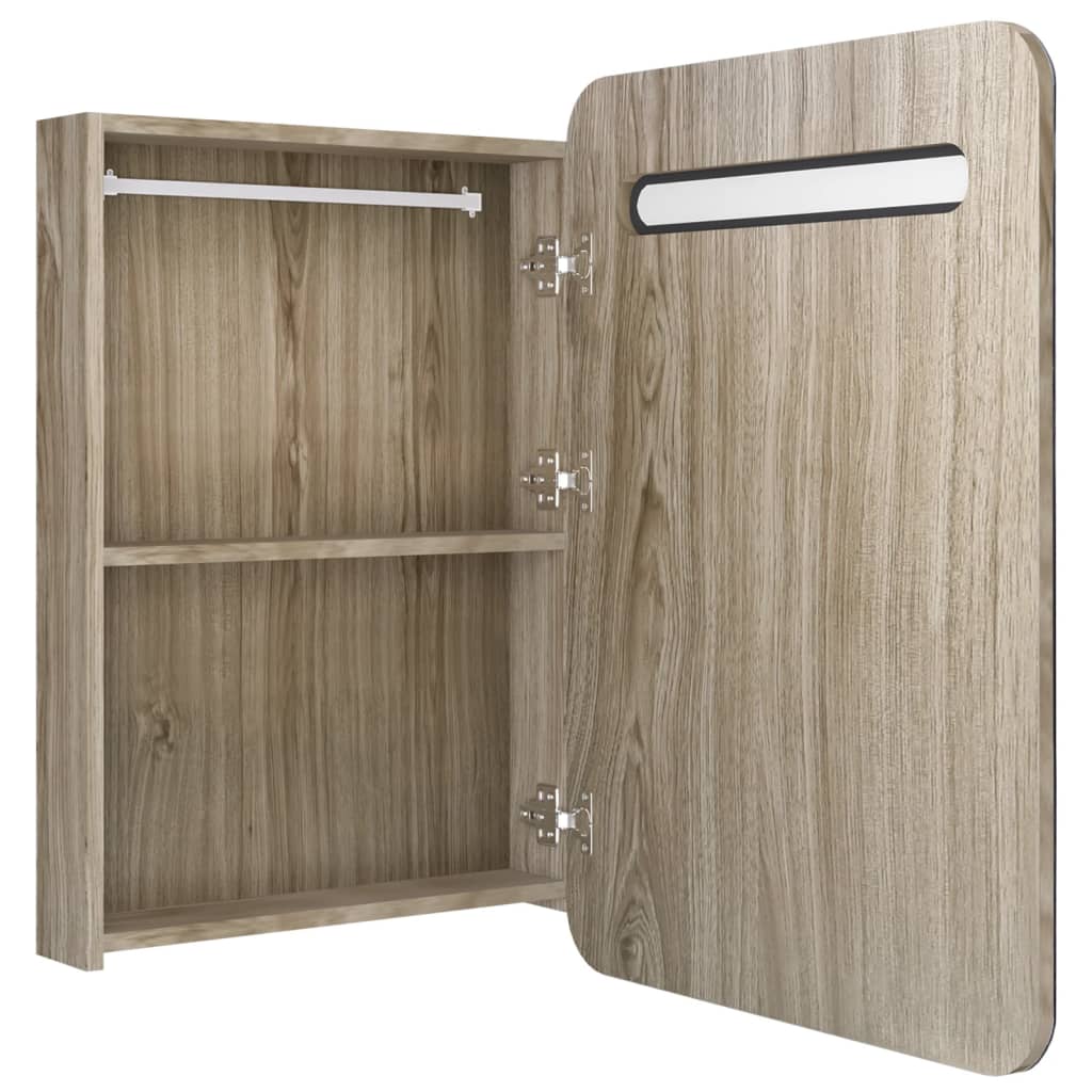 LED-Bad-Spiegelschrank Glänzendes Grau 60x11x80 cm