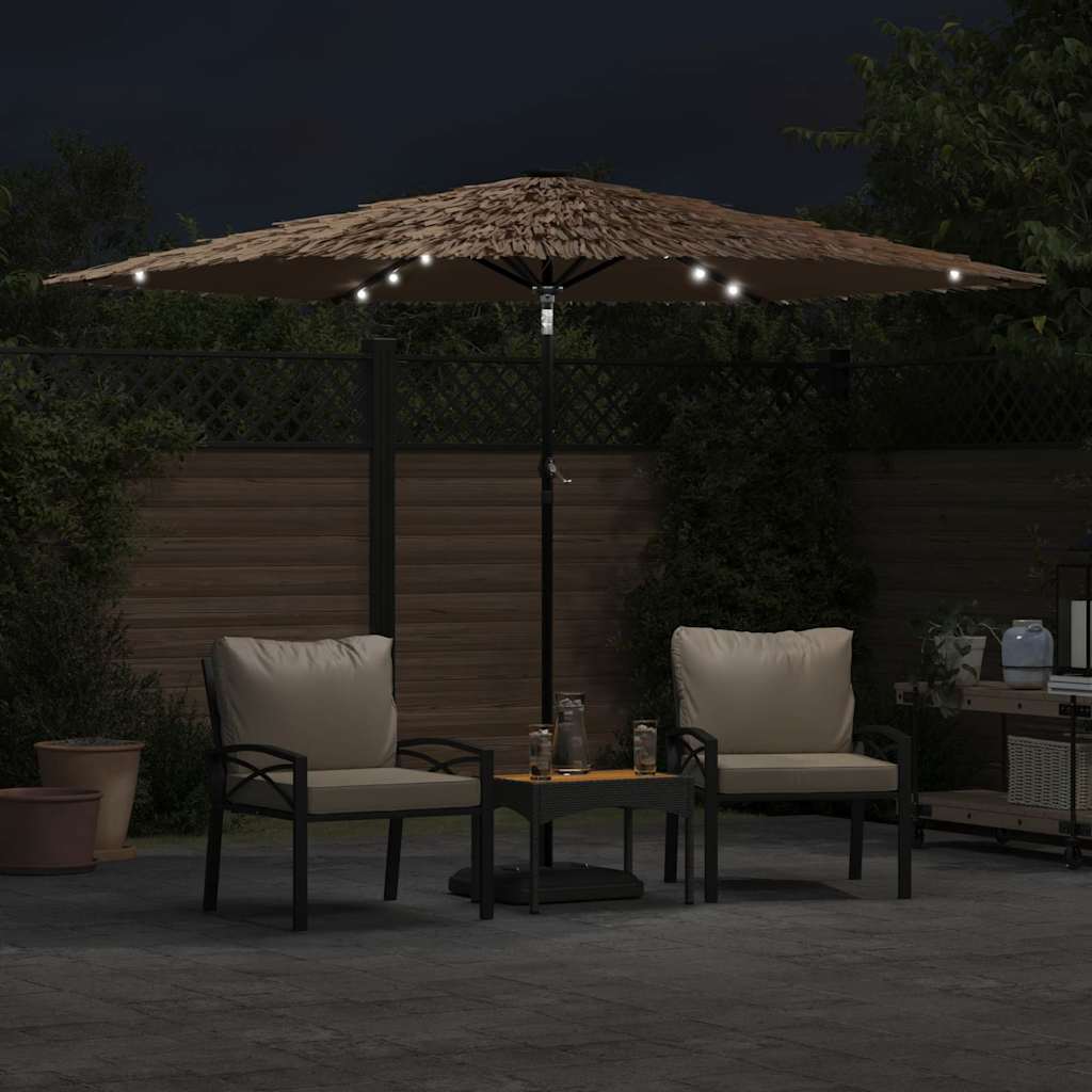 Sonnenschirm mit LED und Stahlmast Braun 248x248x248 cm