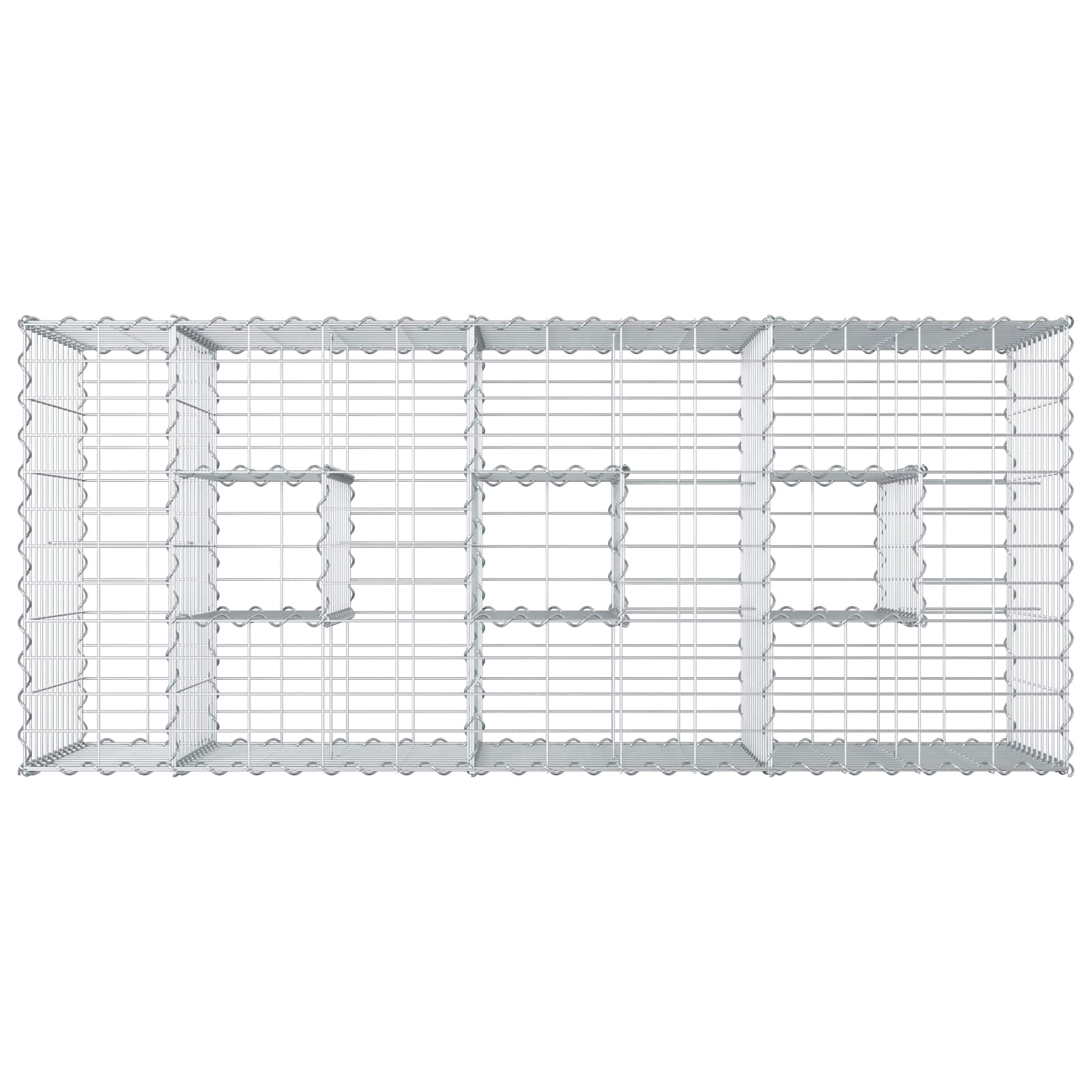 Gabionen Hochbeet 2 pcs Silber 260 x 60 x 55 cm