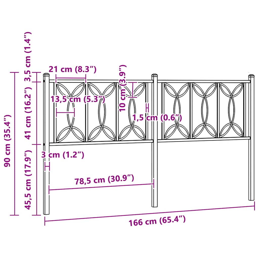 Ersatz-Kopfteil Metall Schwarz 100 cm