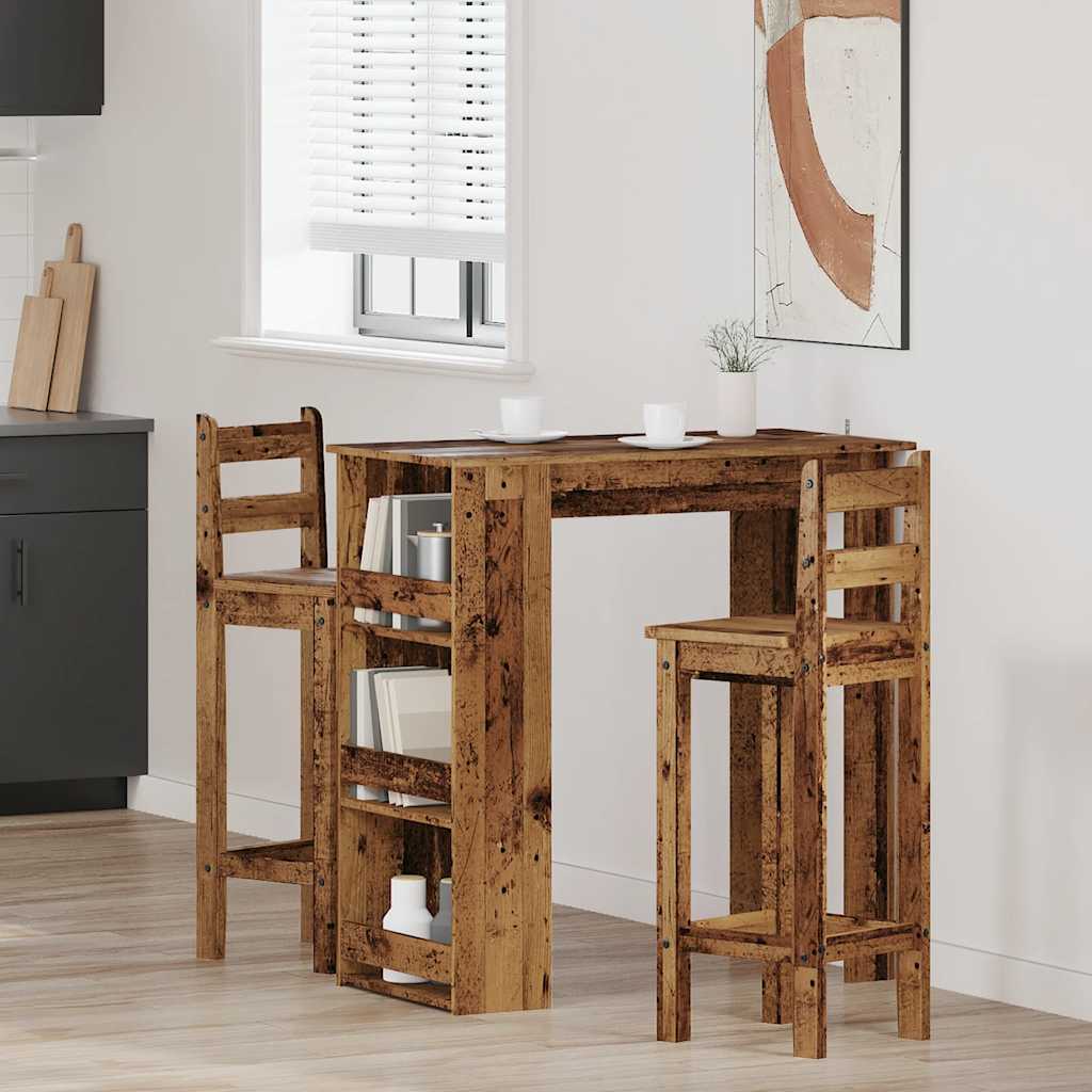Bartisch mit Ablagefläche Weiß 102x50x103,5 cm Holzwerkstoff