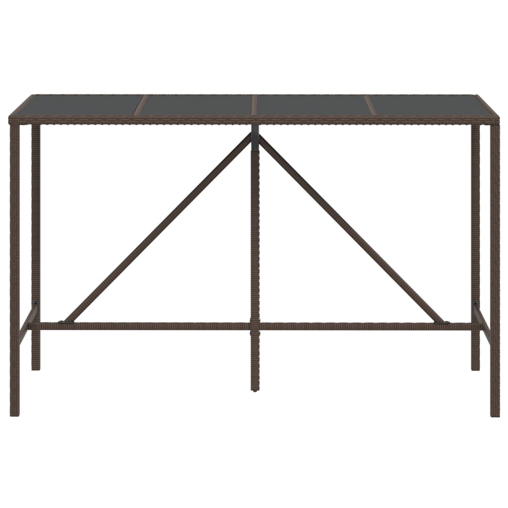 Bartisch mit Glasplatte Schwarz 110x70x110 cm Poly Rattan