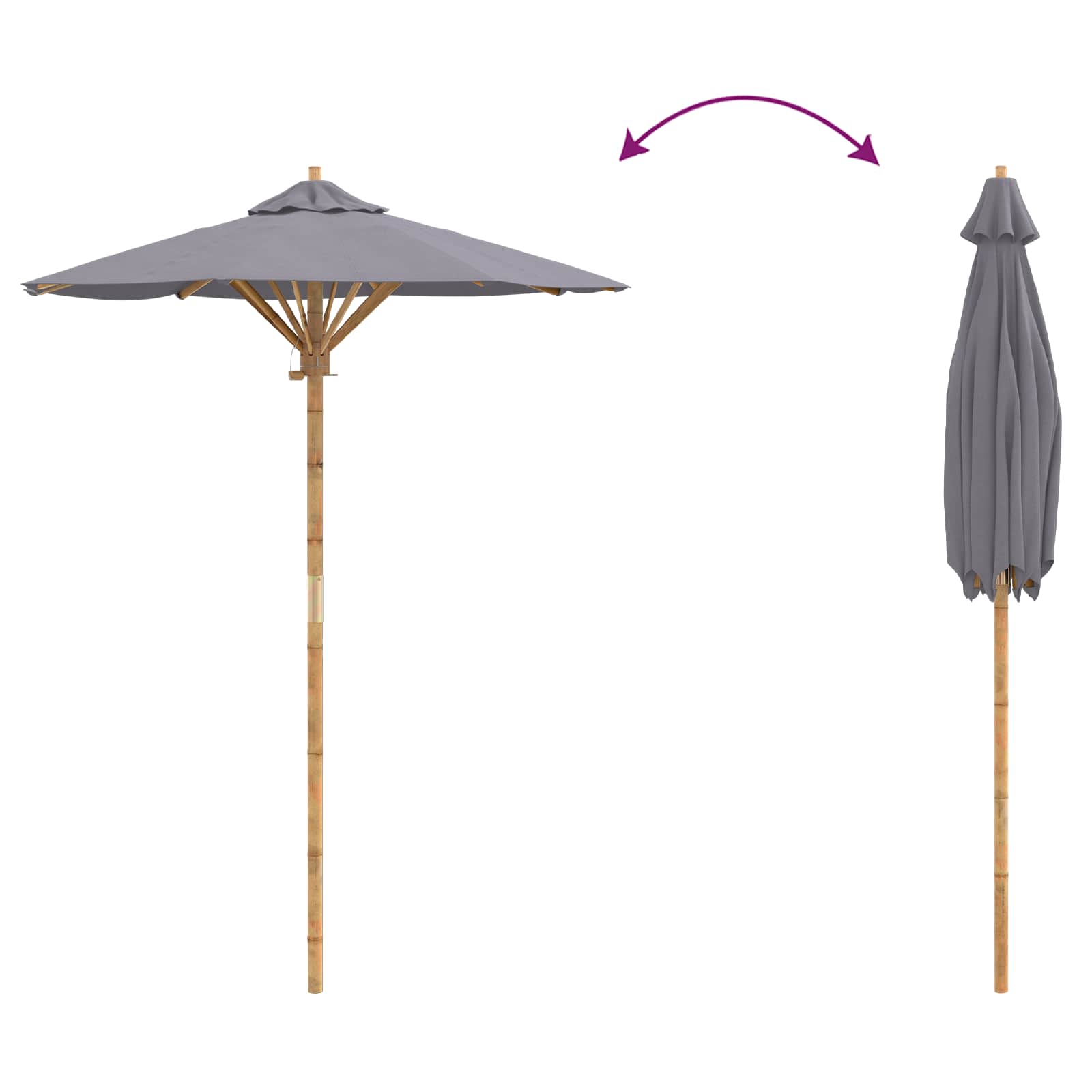 Garten-Sonnenschirm Cremeweiß Ø 150 x 210 cm Bambus