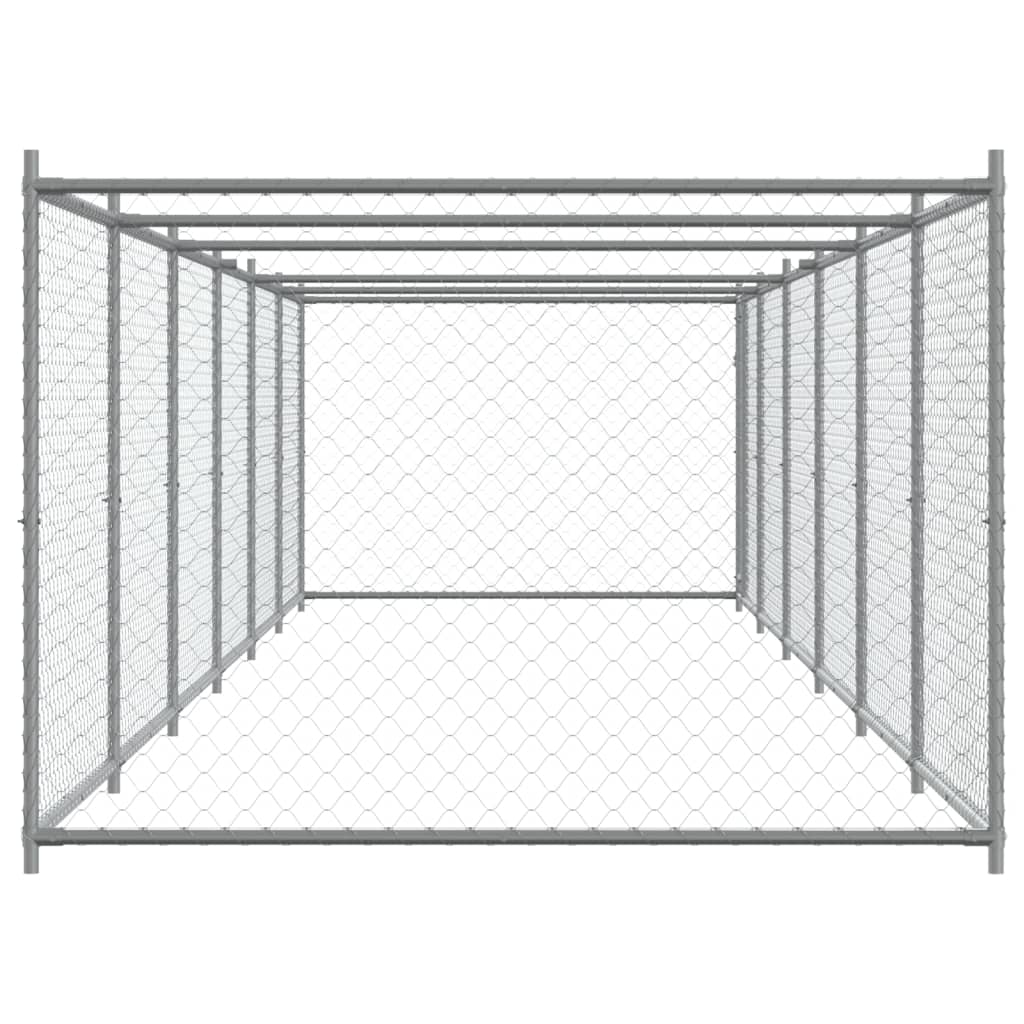 Hundezwinger mit Tür Grau 2x2x1,5 m Verzinkter Stahl