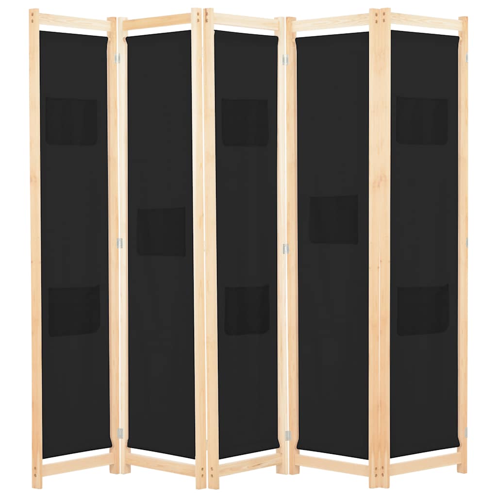5-teiliger Raumteiler Creme 200 x 170 x 4 cm Stoff