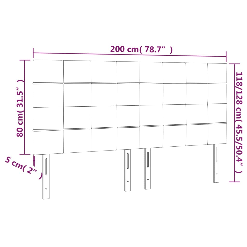 Kopfteil Hellgrau 80x5x118/128 cm Samt