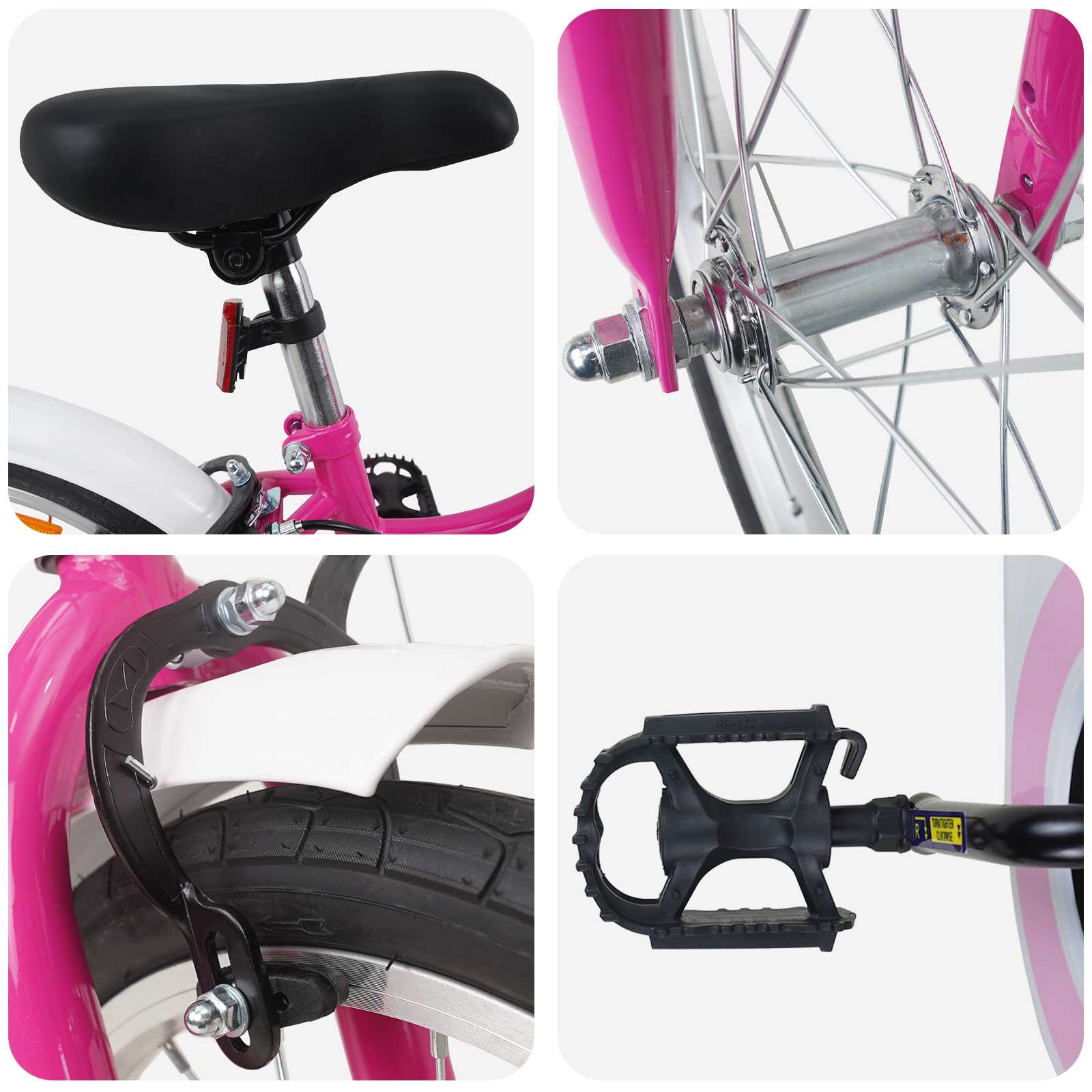 Kinderfahrrad 12 Zoll für 2-4 Jahre alt Pink Weiß