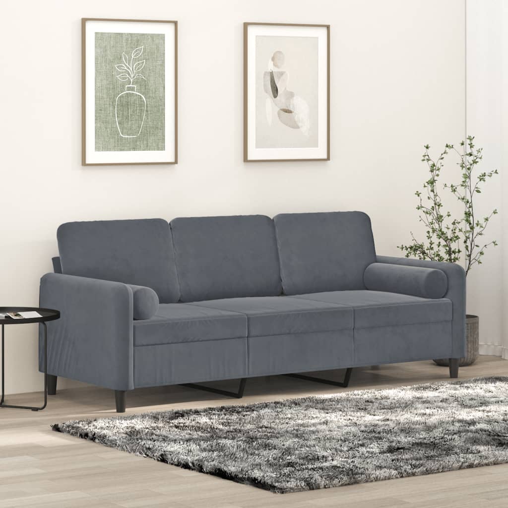 2-Sitzer-Sofa mit Zierkissen Dunkelgrün 120 cm Samt