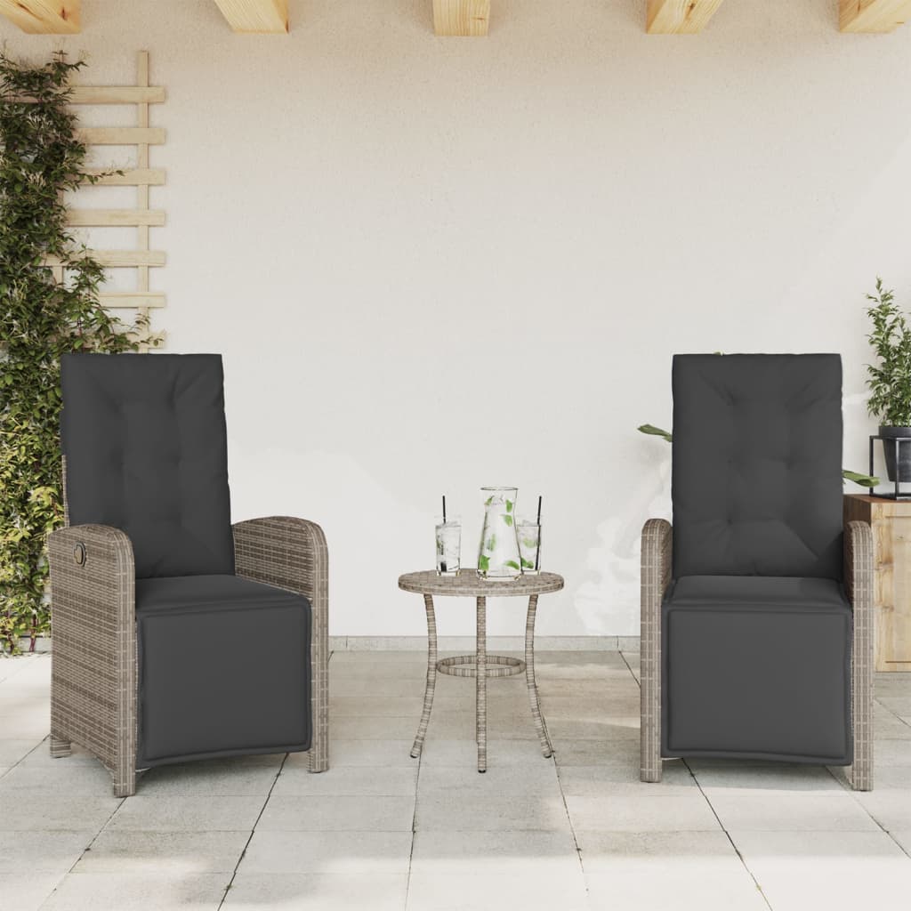 Gartensessel mit Fußteil Verstellbar Schwarz Poly Rattan
