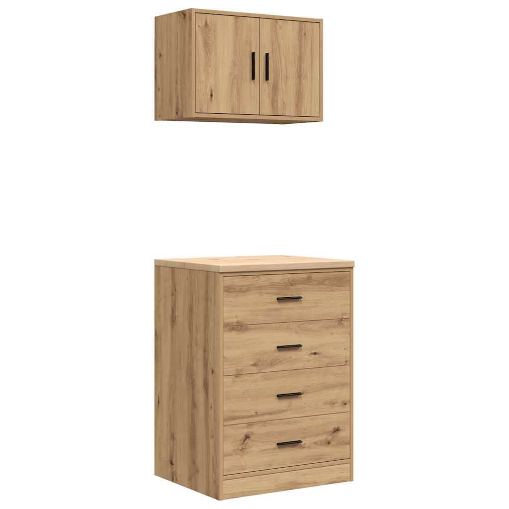 Garagenschränke 2 Stk. Schwarz Holzwerkstoff