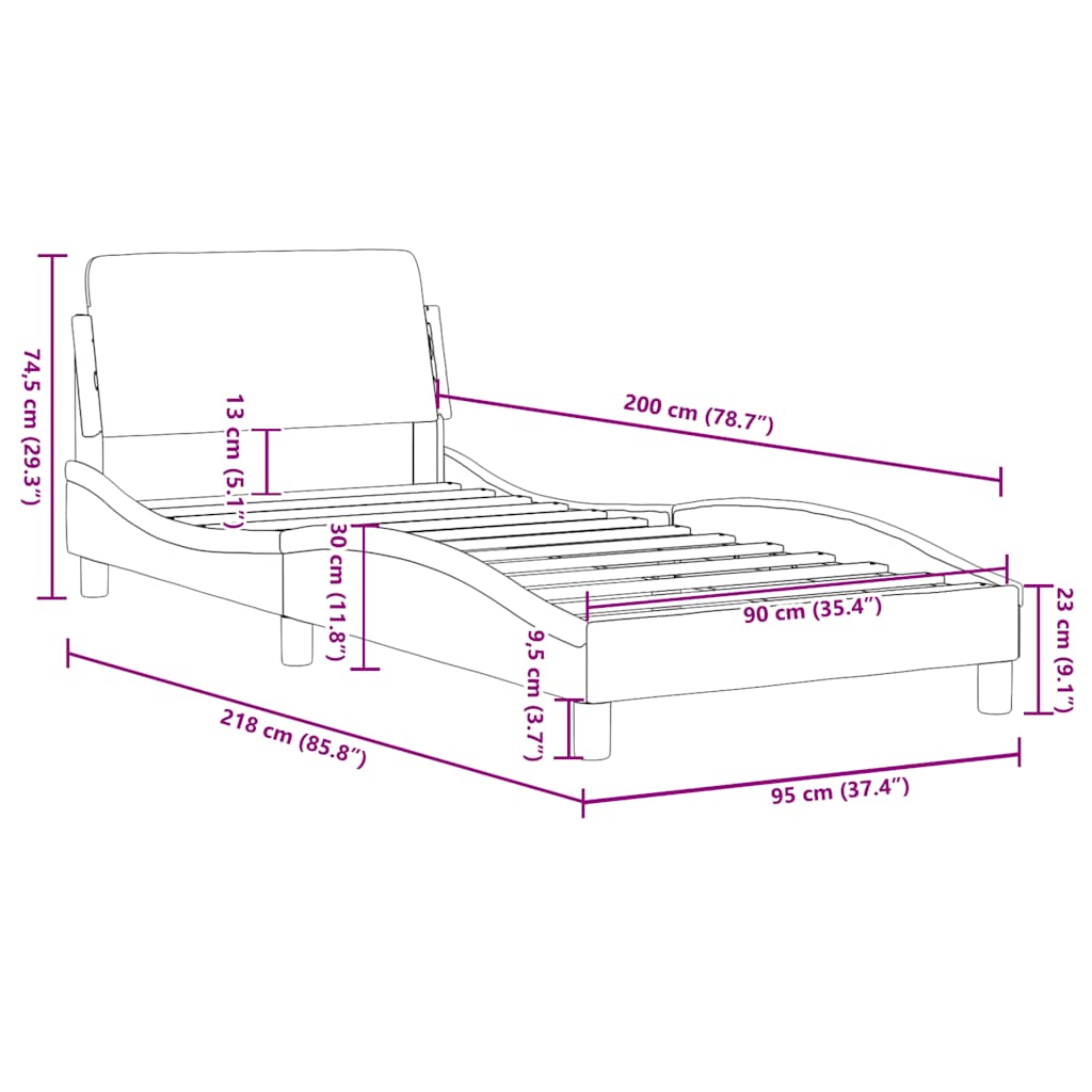 Bettgestell "Dover" Schwarz 80x200 cm Kunstleder