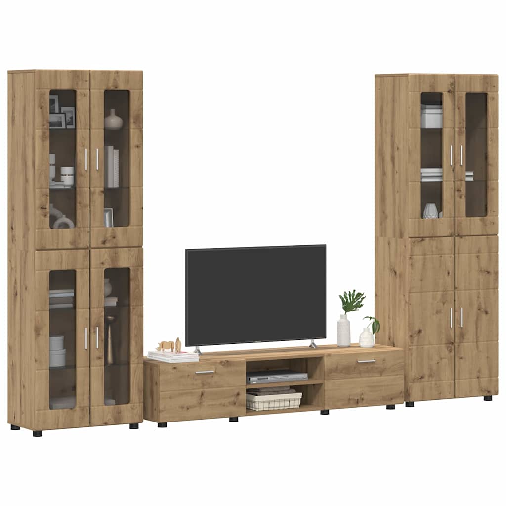 Highboard mit Regal FLORIN Weiß 60 x 35 x 182 cm Holzwerkstoff
