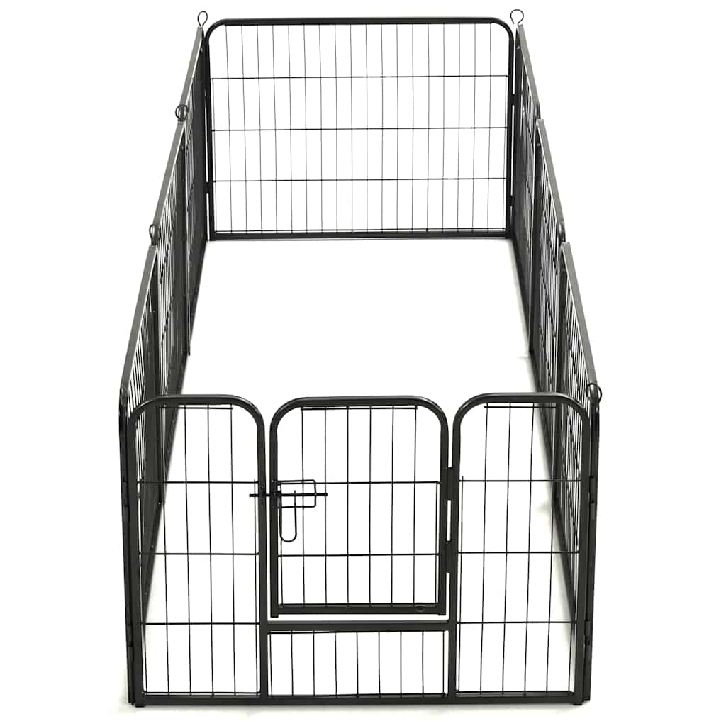 Hunde-Laufgitter 8 Paneele Stahl 60 x 80 cm Schwarz