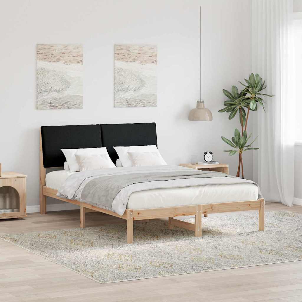Bettgestell Braun und hellgrau 200 x 200 cm Massivholz Kiefer