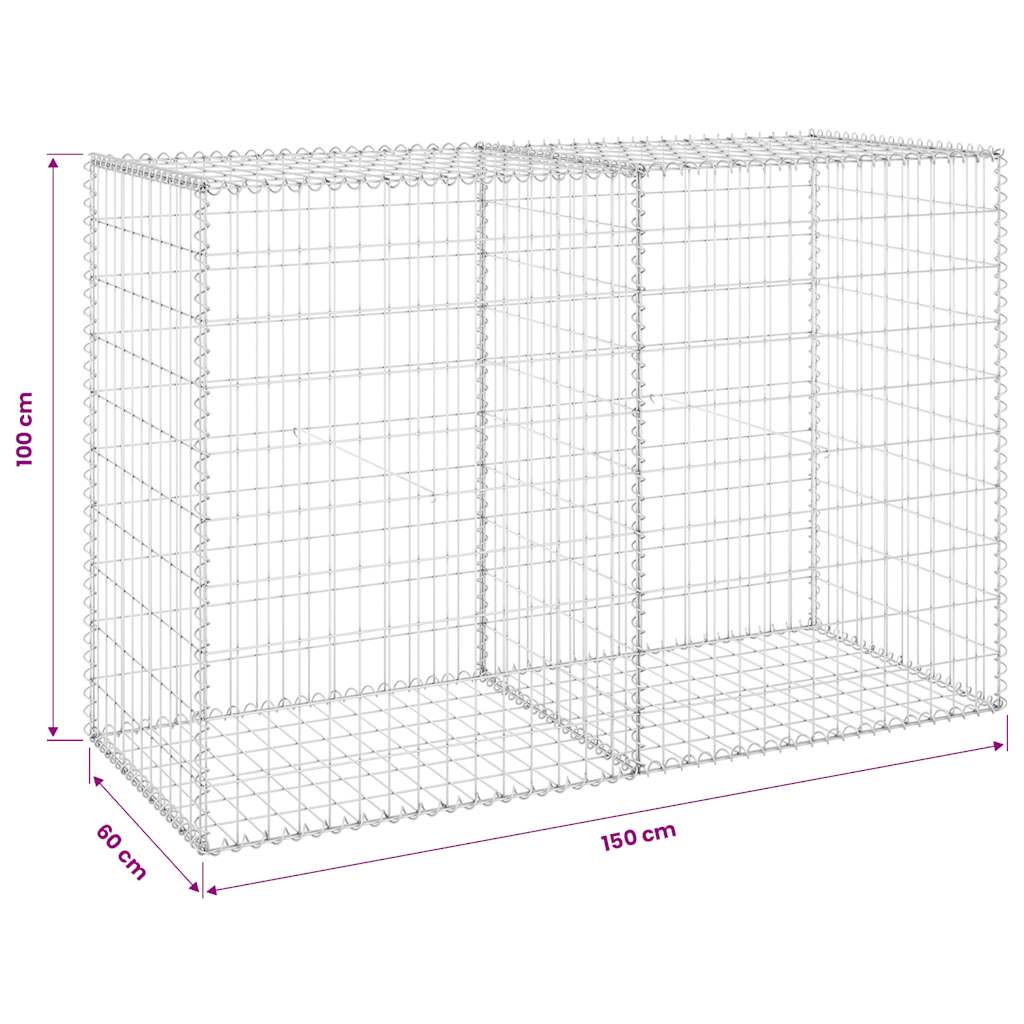Gabionenwand mit Abdeckung Verzinkter Stahl 60x30x100 cm