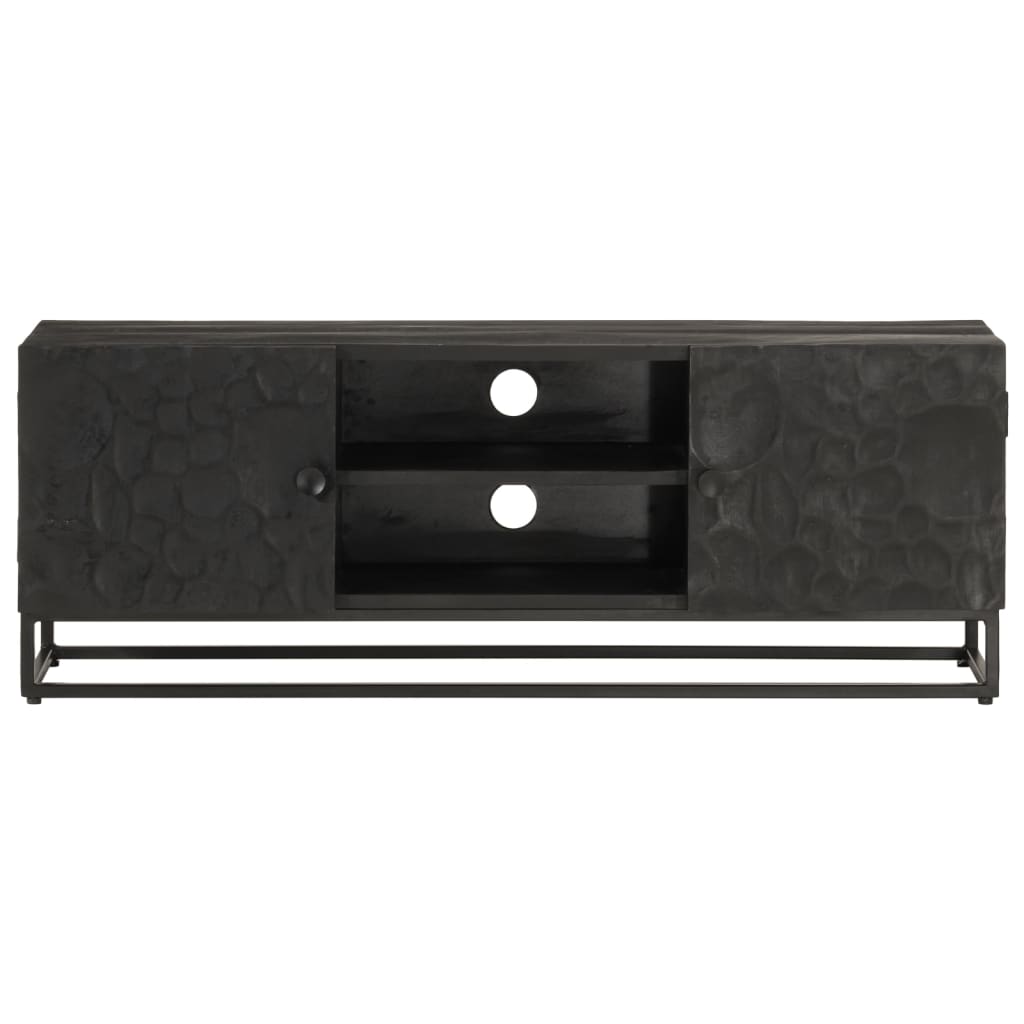Nachttisch Schwarz 40x30x50 cm Massivholz Mango und Eisen
