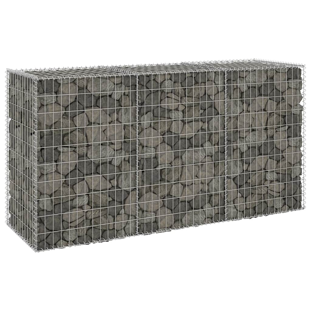 Gabionenwand mit Abdeckung Verzinkter Stahl 60x30x100 cm