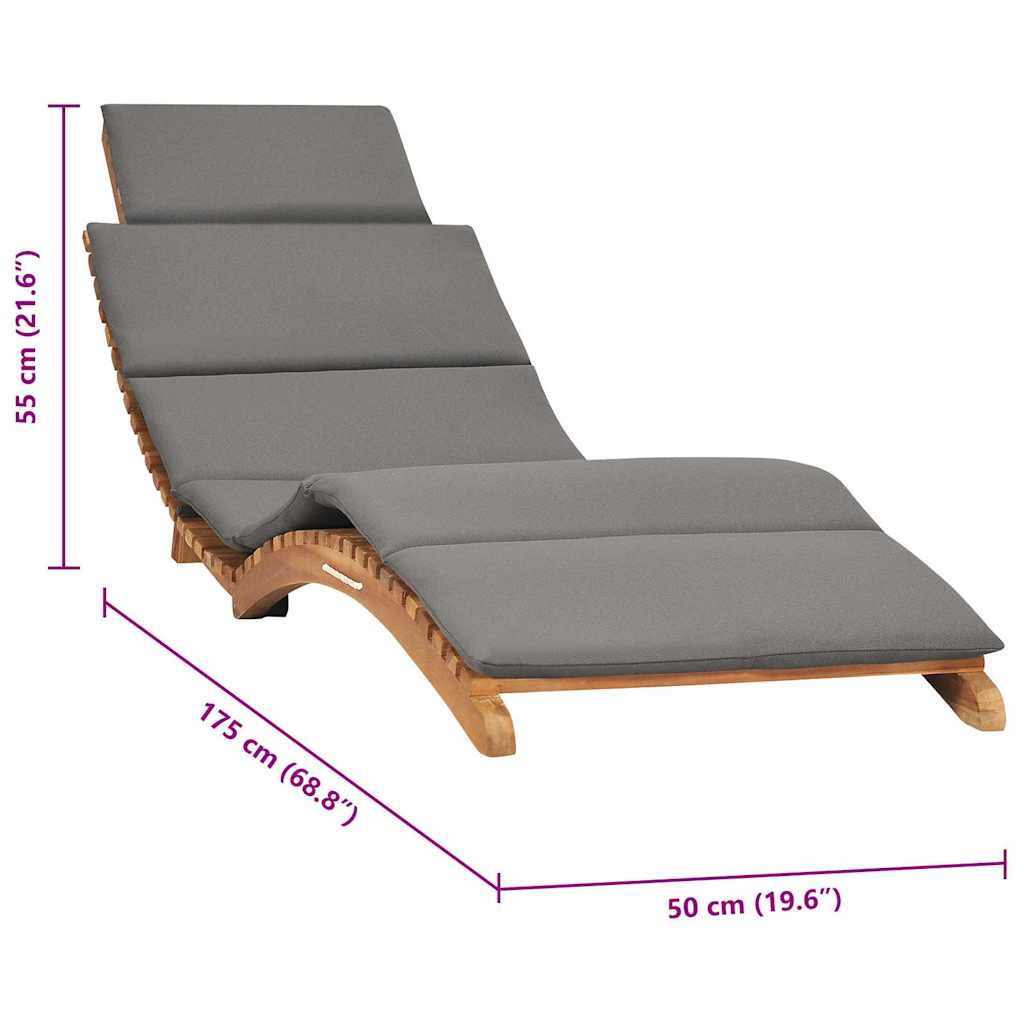 Klappbare Sonnenliege mit Cremeweißer Auflage Massivholz Teak
