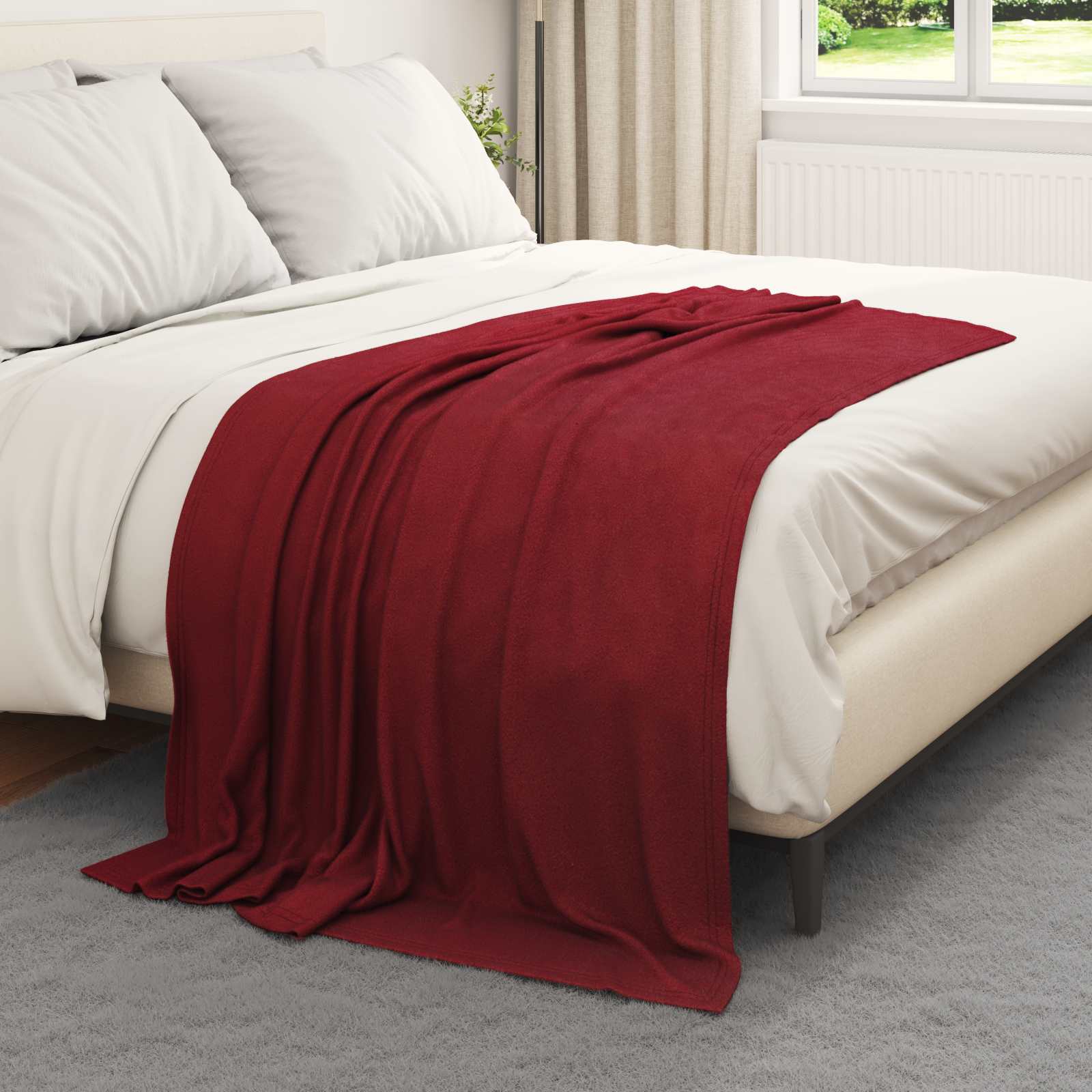 Überwurfdecke Beige 170 x 130 cm Fleece