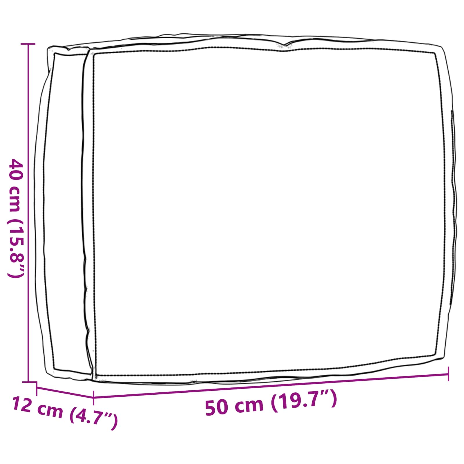 Kissen Anthrazit 50 x 40 x 12 cm Oxford-Stoff