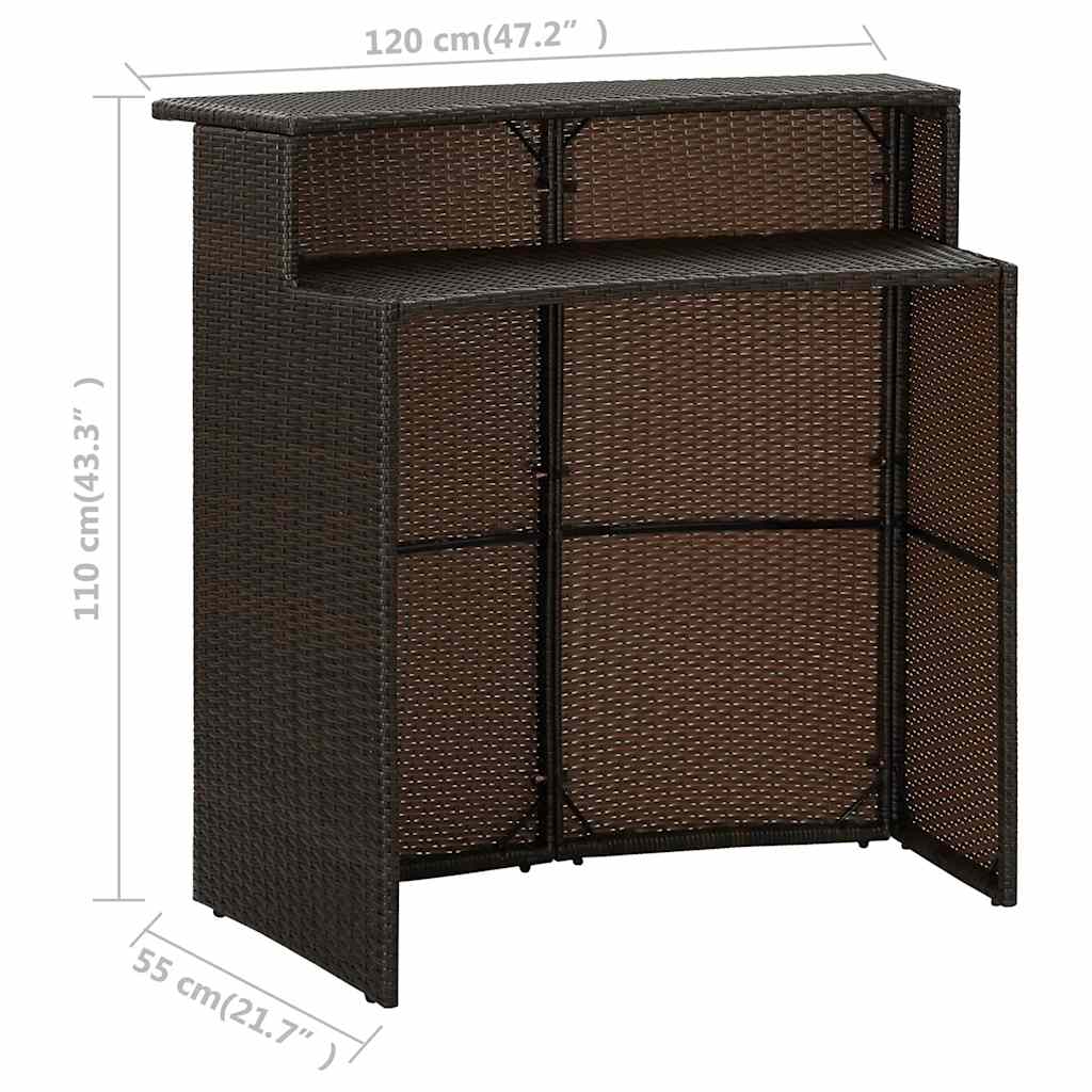 Garten-Bartisch Grau 120x55x110 cm Poly Rattan