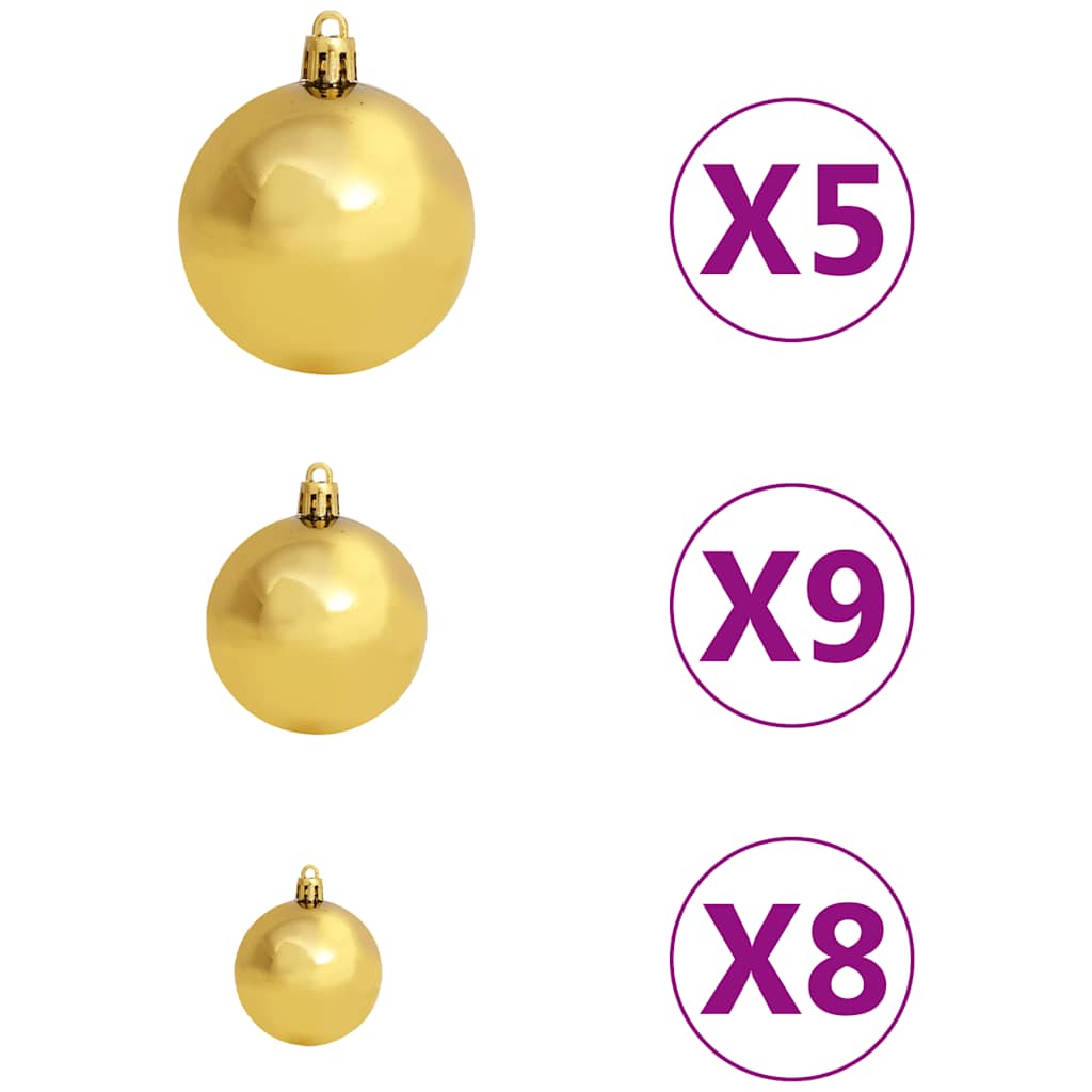 Künstlicher Weihnachtsbaum mit LEDs Kugeln Zapfen 150 cm